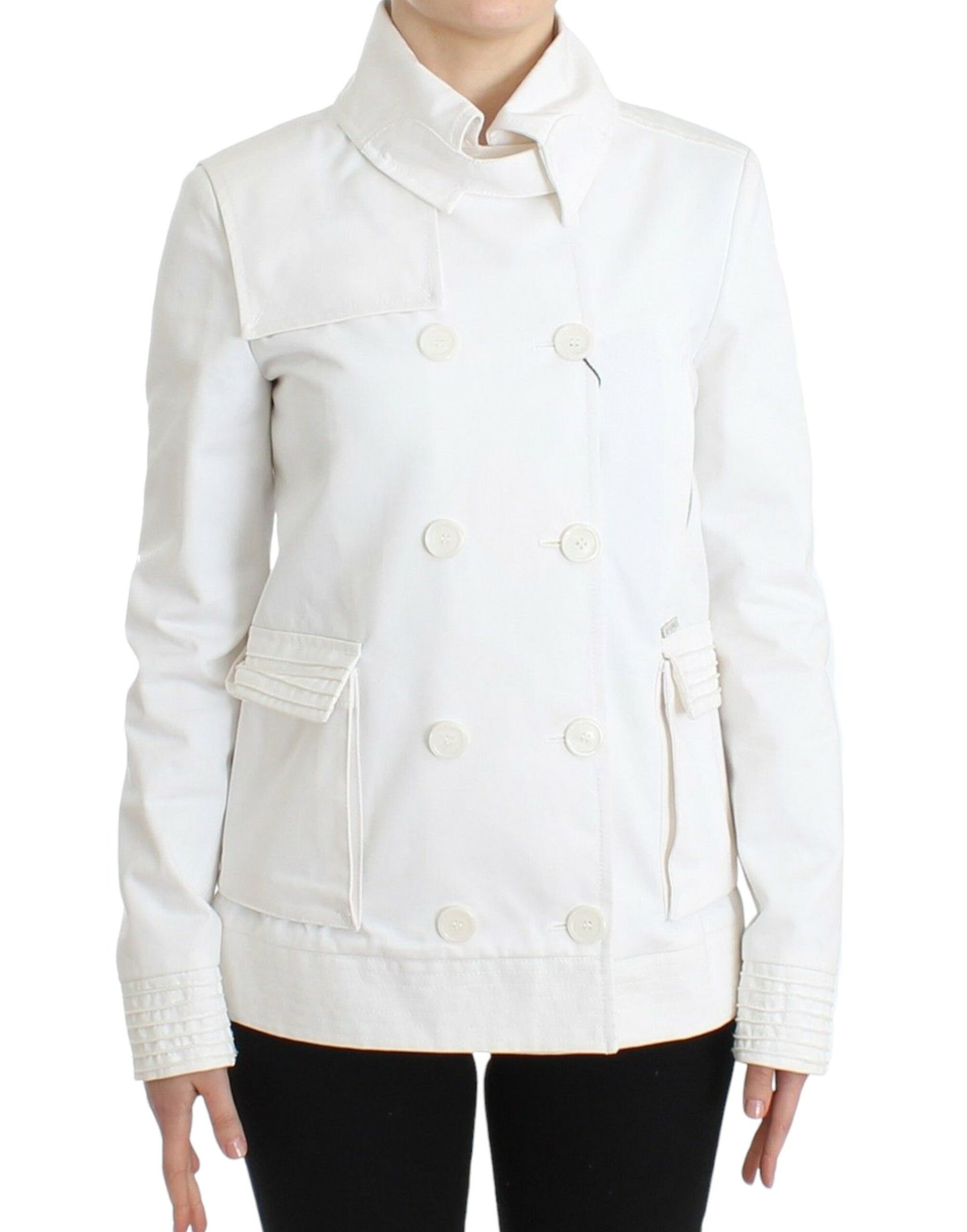 GF Ferre White Double Breasted Jacket Coat Blazer GF Ferre