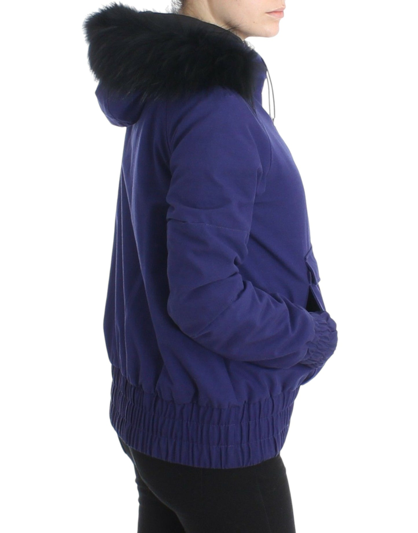 GF Ferre Blue Padded Jacket Hooded Short K-Way GF Ferre