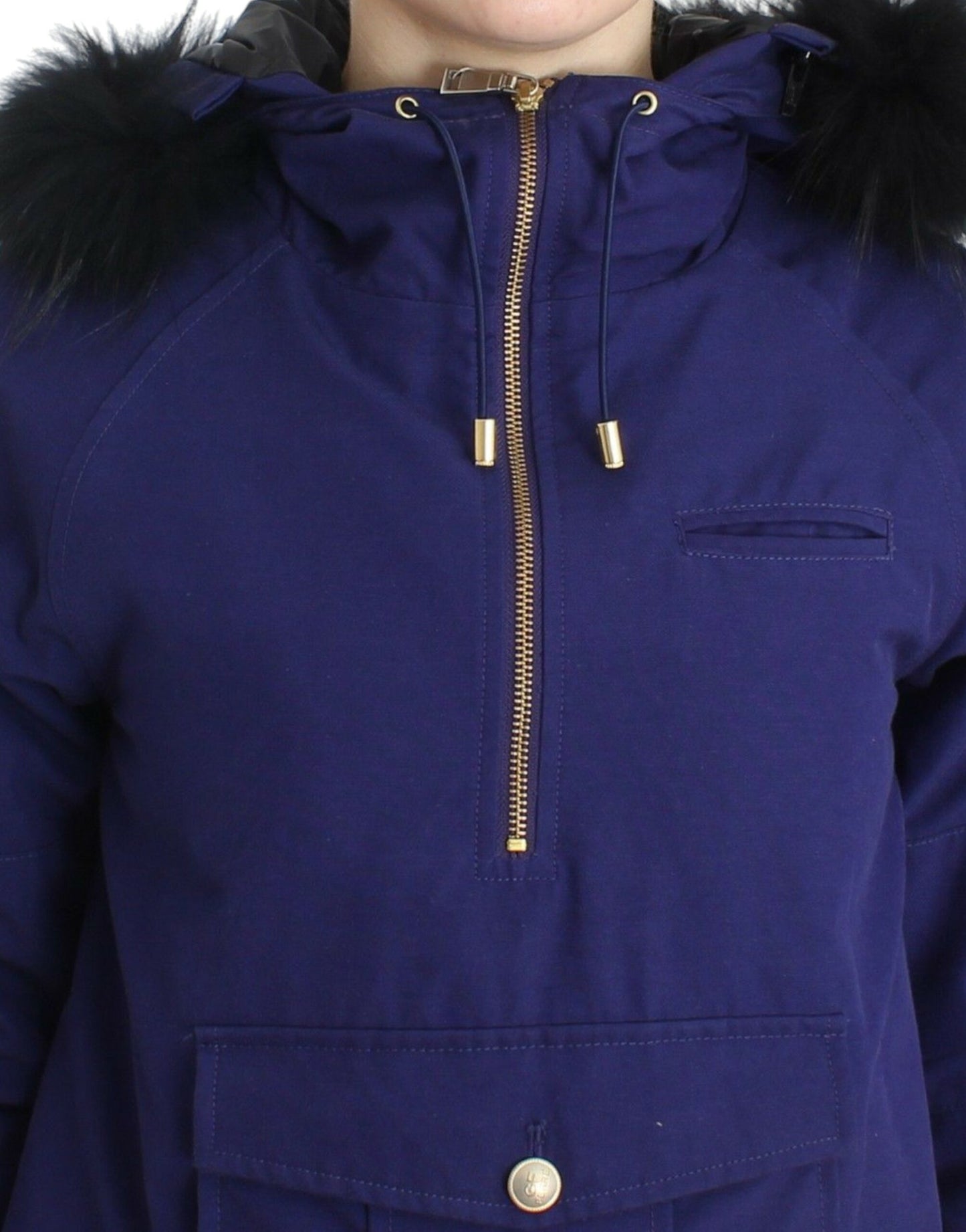 GF Ferre Blue Padded Jacket Hooded Short K-Way GF Ferre
