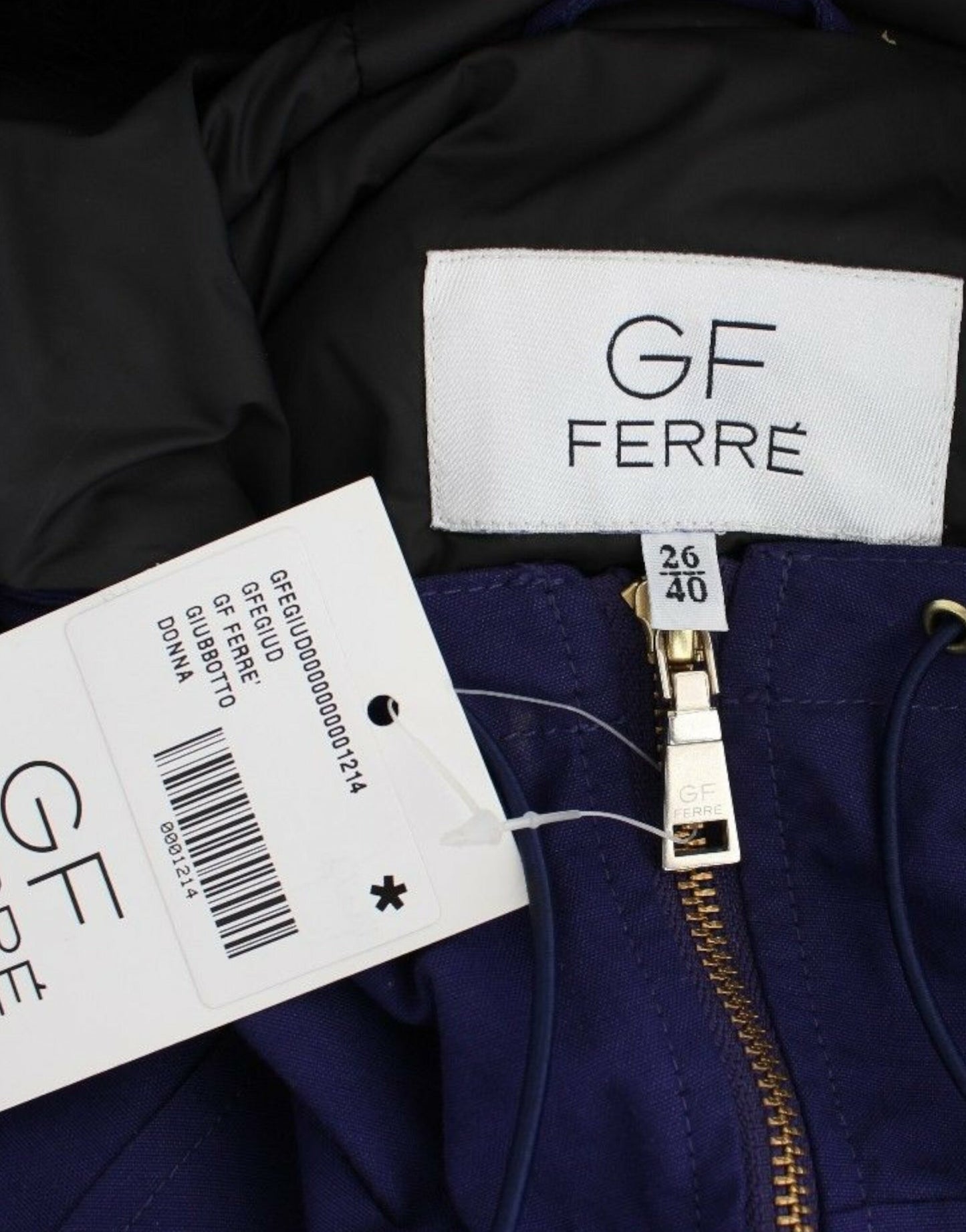 GF Ferre Blue Padded Jacket Hooded Short K-Way GF Ferre