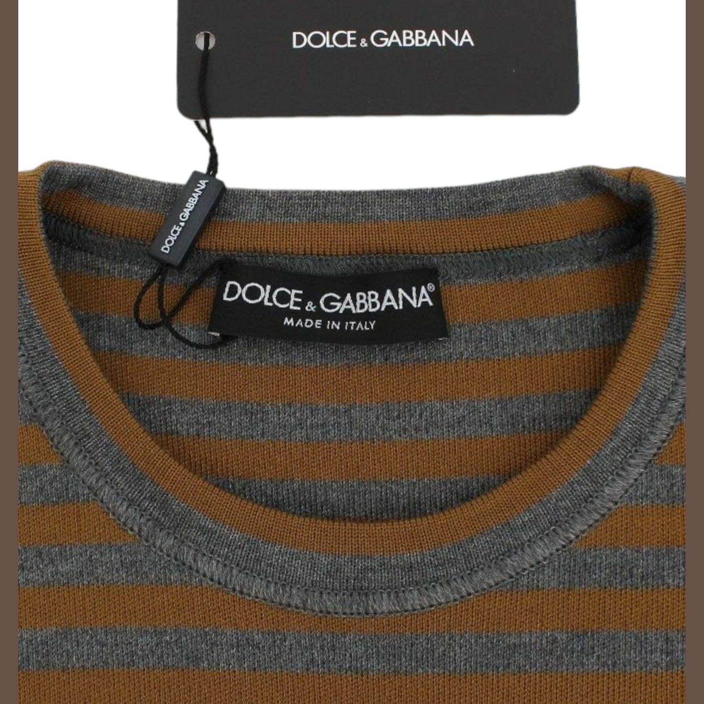 Dolce & Gabbana Oversized Gray Yellow Striped Sweater Top