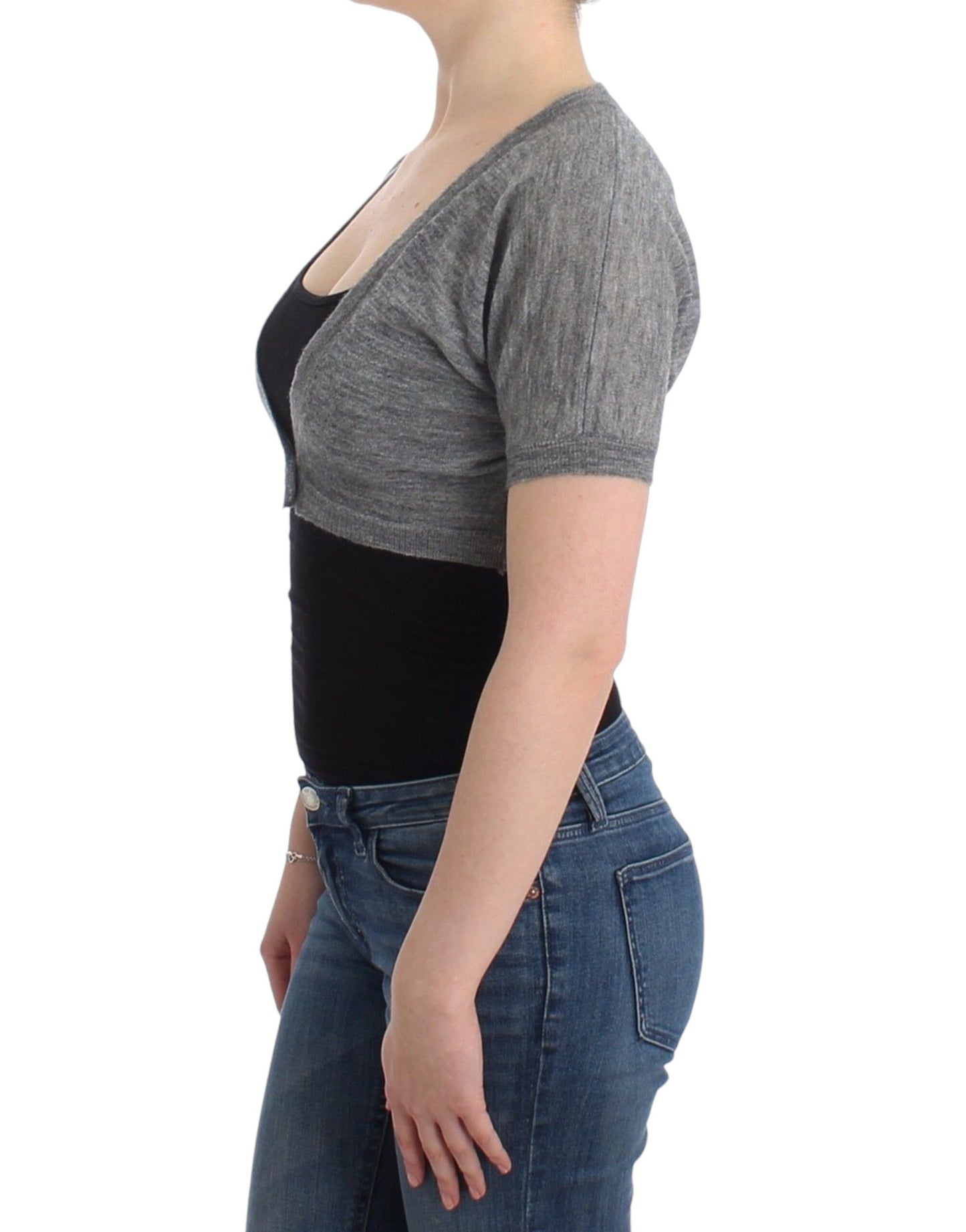 Ermanno Scervino Lingerie Knit Gray Bolero Sweater Cardigan Ermanno Scervino