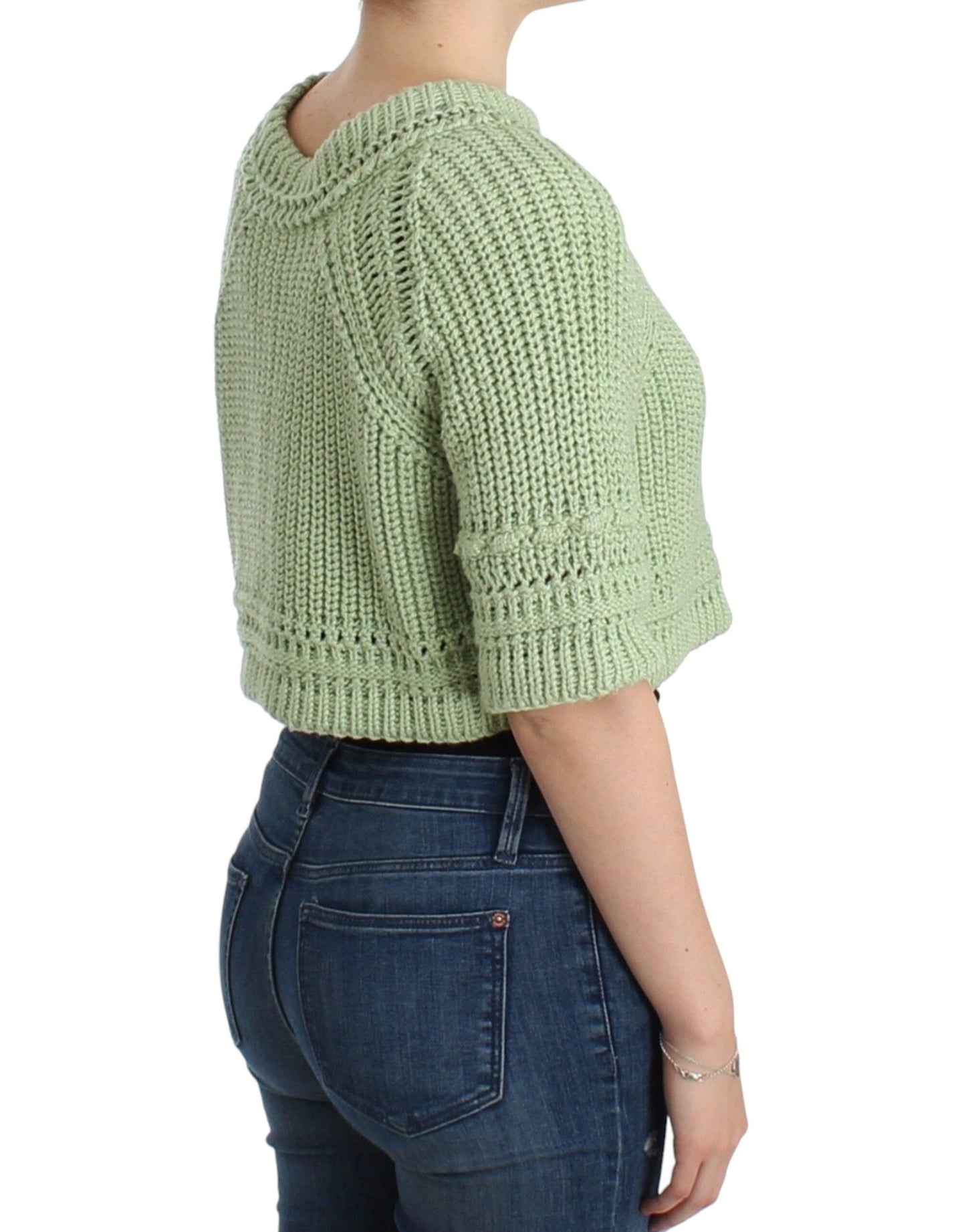 Ermanno Scervino Green Cropped Knit Sweater Knitted Jumper Ermanno Scervino