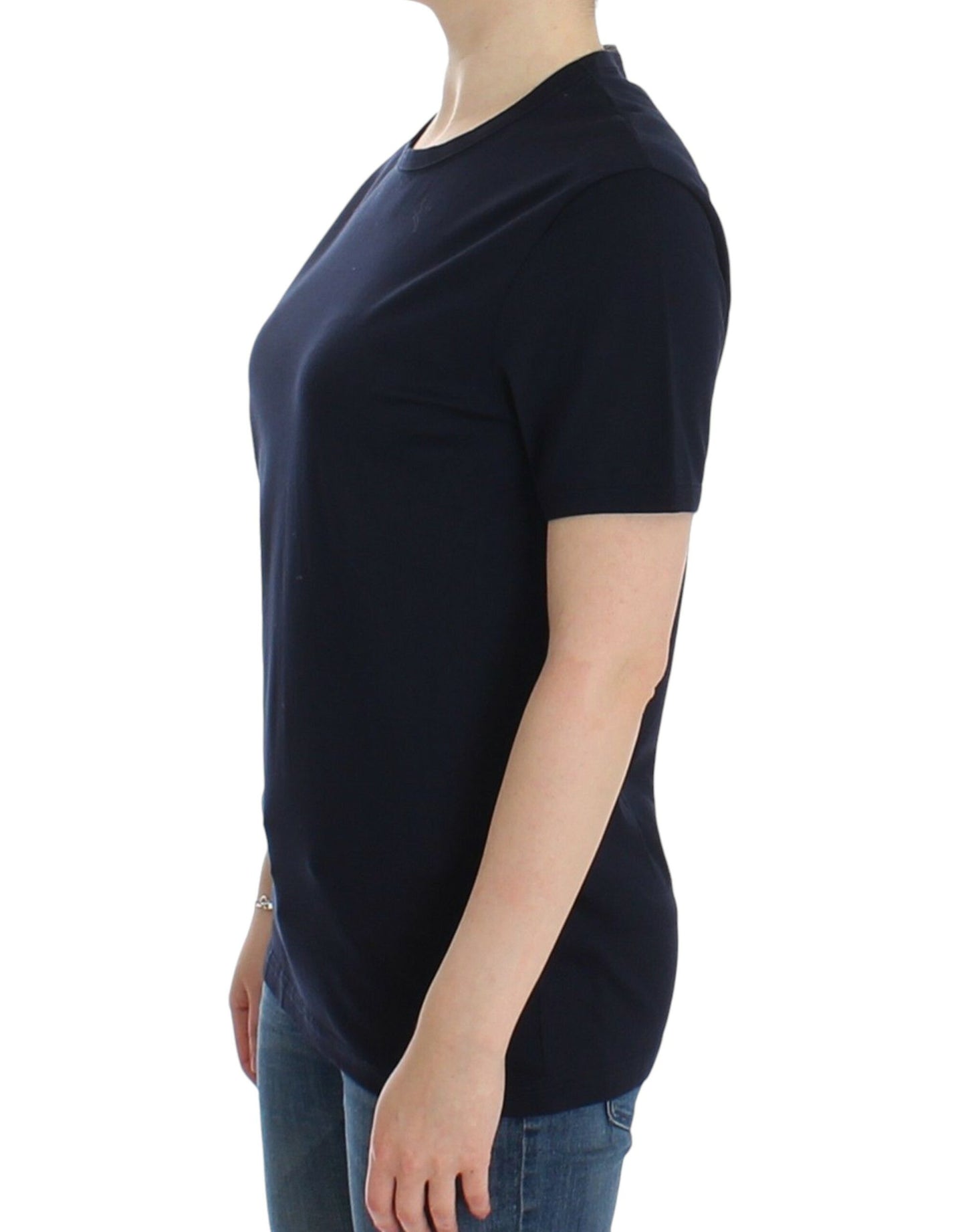 Ermanno Scervino Lingerie Blue Crewneck Cotton Logo T-shirt Ermanno Scervino