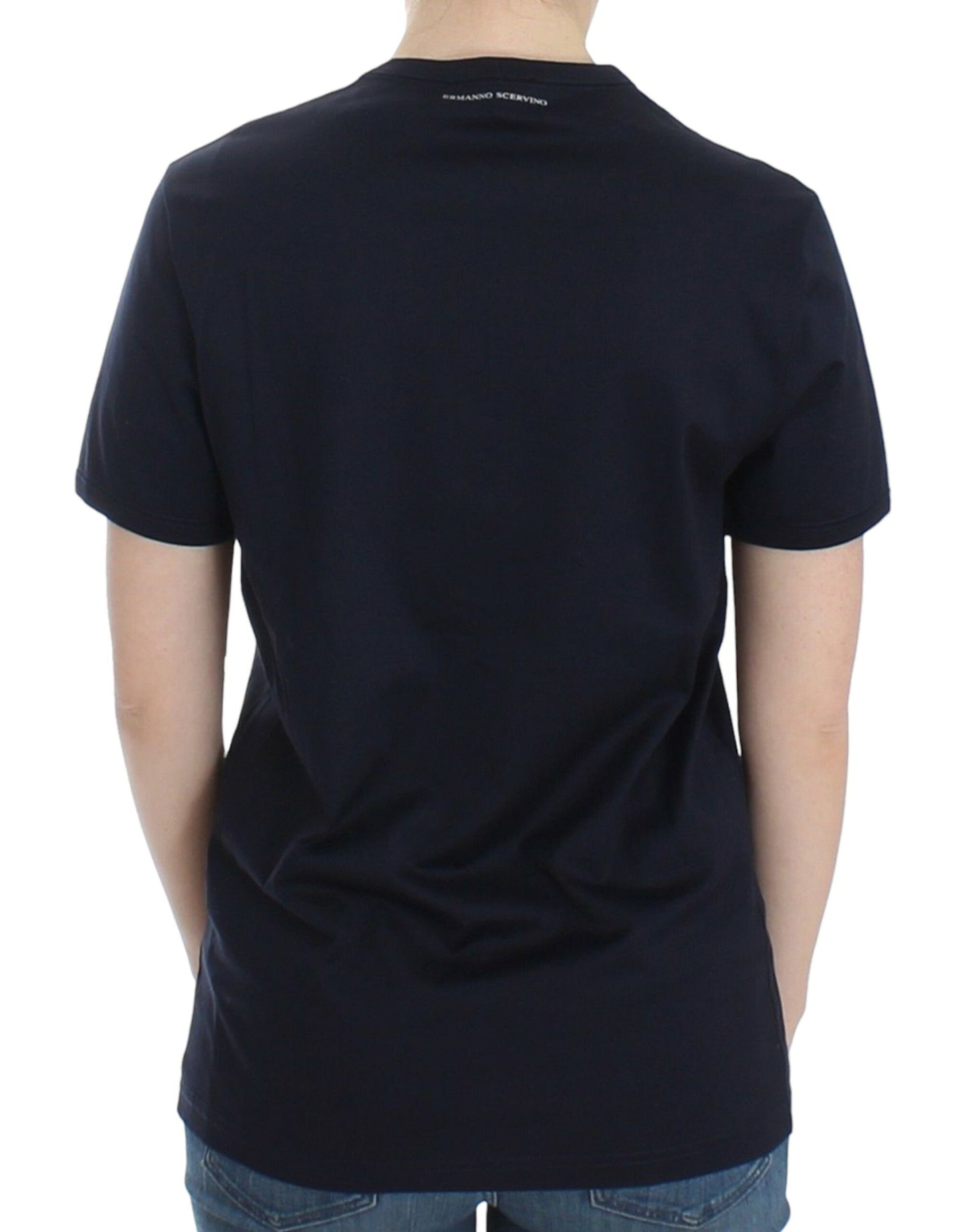 Ermanno Scervino Lingerie Blue Crewneck Cotton Logo T-shirt Ermanno Scervino