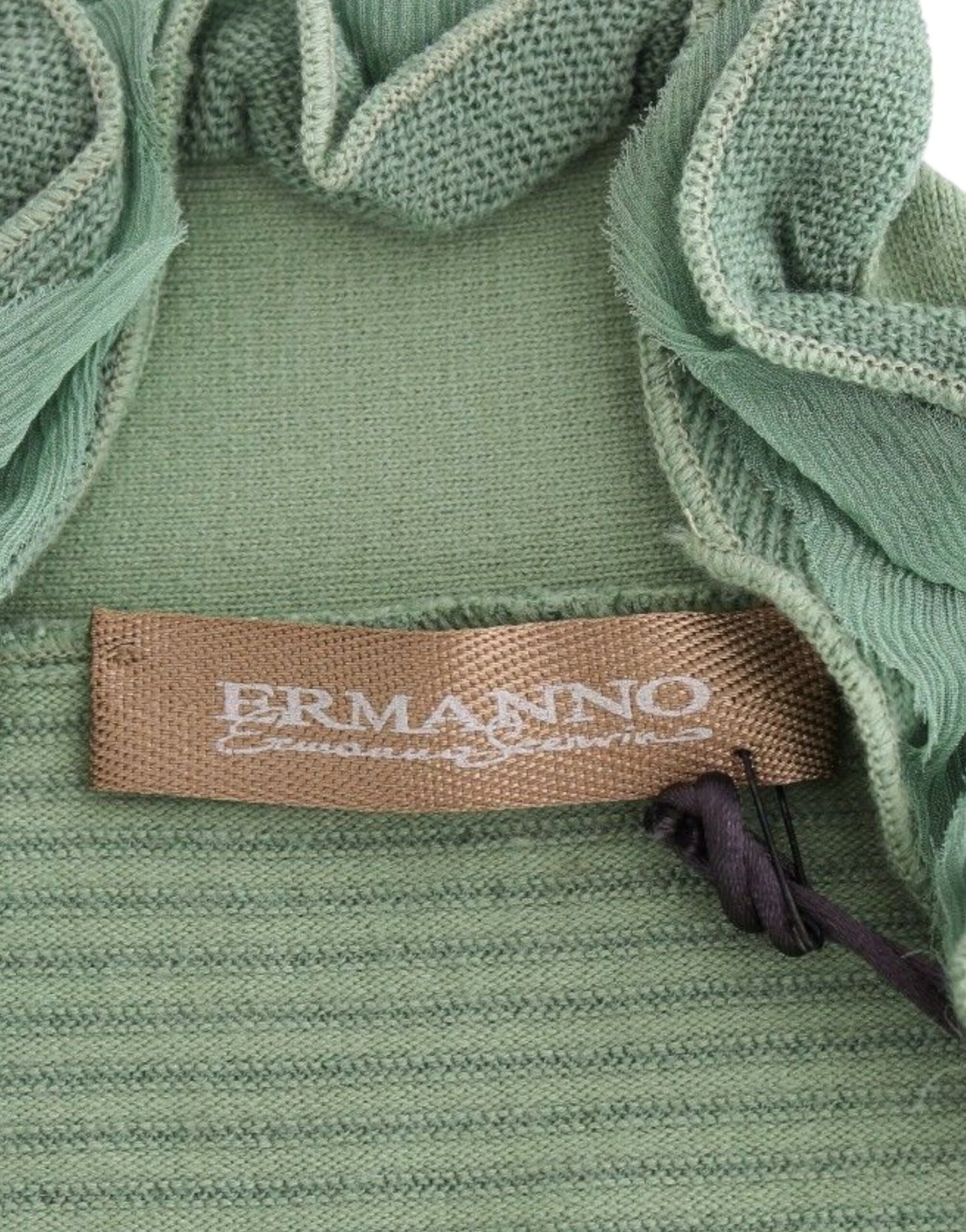 Ermanno Scervino Green Wool Blend Striped Long Sleeve Sweater Ermanno Scervino