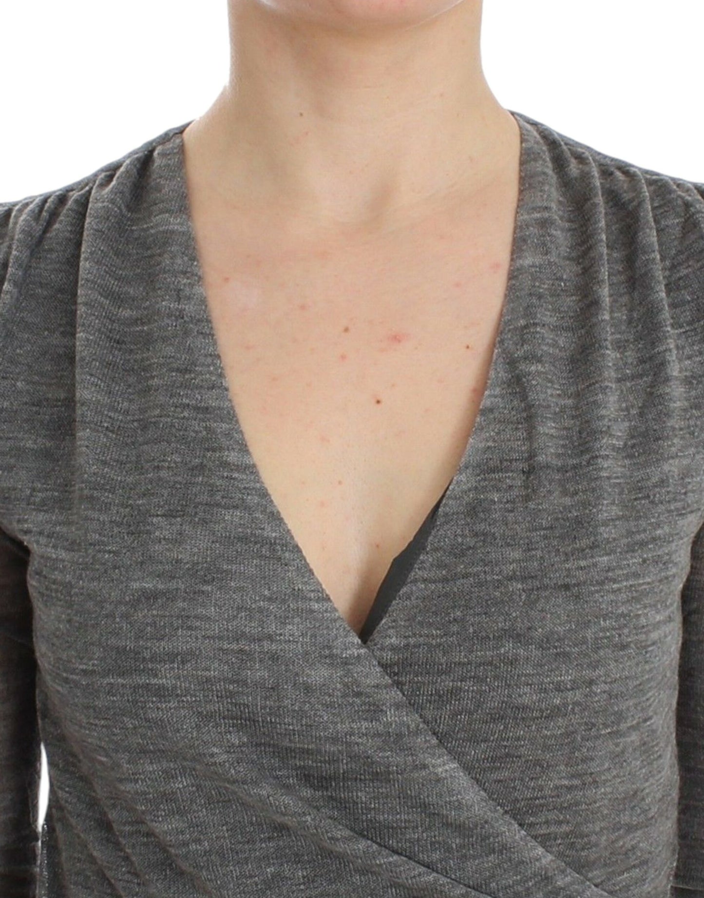 Ermanno Scervino Gray Wool Blend Stretch Long Sleeve Sweater Ermanno Scervino