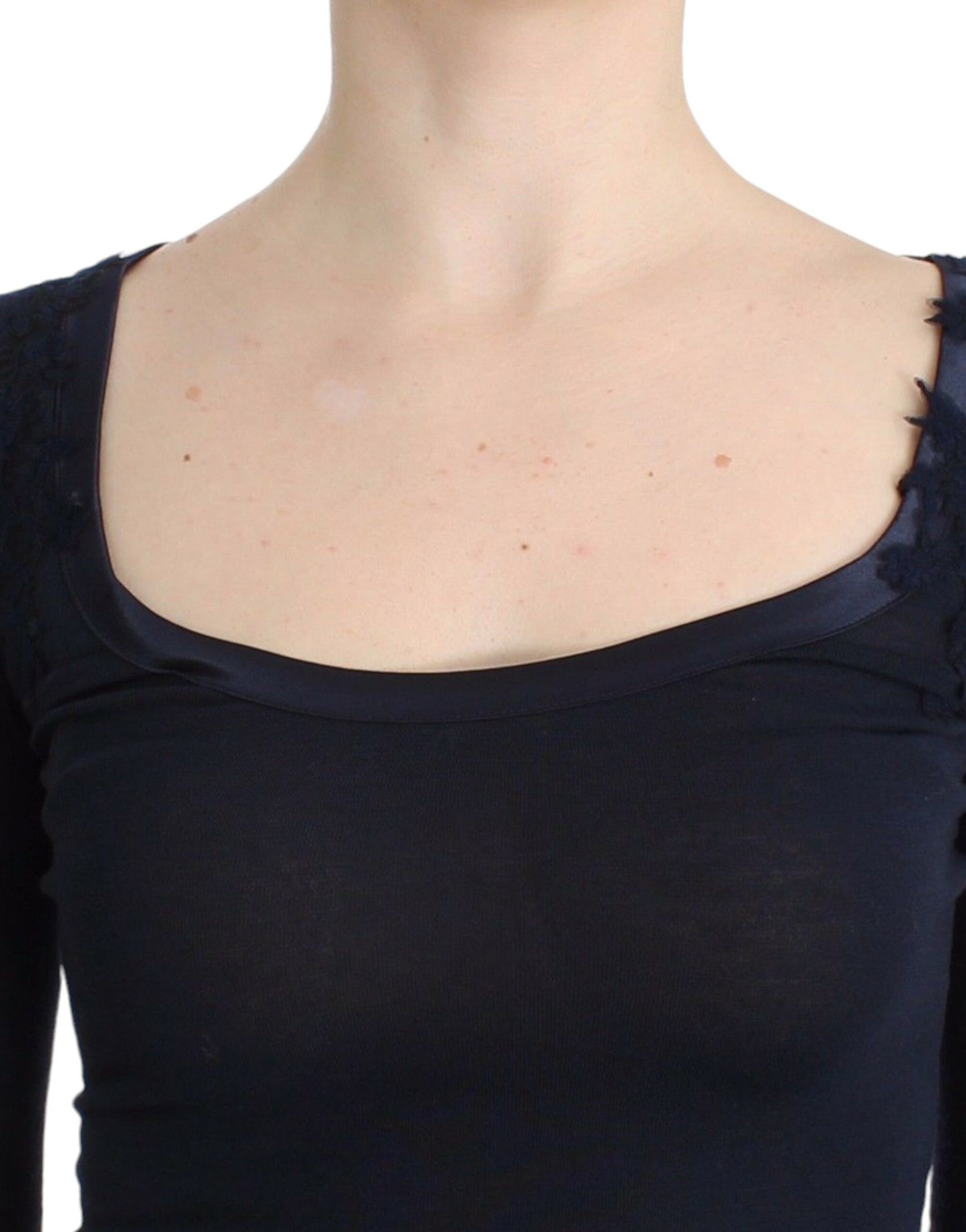 Ermanno Scervino Lingerie Blue Top Blouse Jumper Lace Rayon Ermanno Scervino