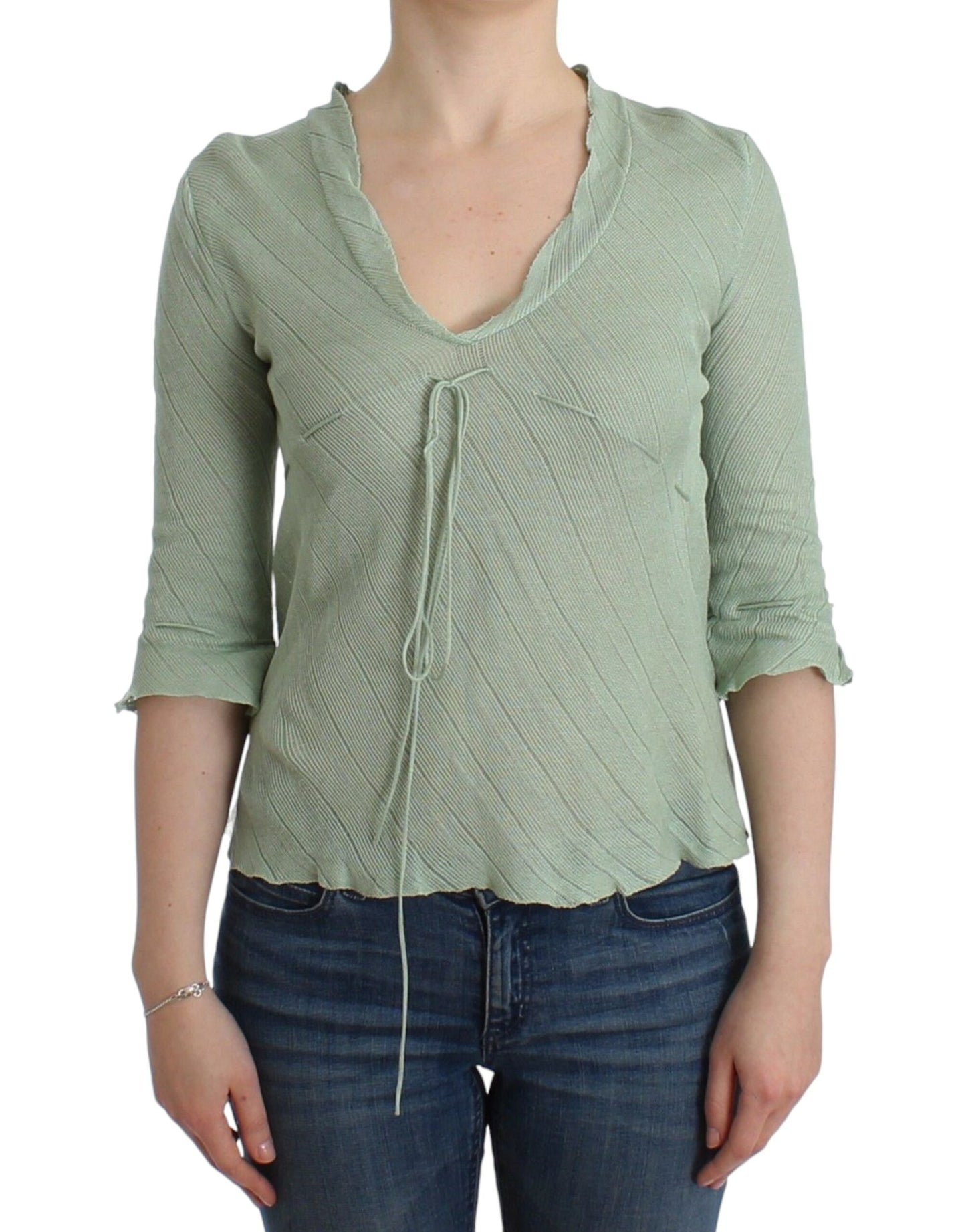 Ermanno Scervino Green Lightweight Knit Sweater Top Blouse Ermanno Scervino