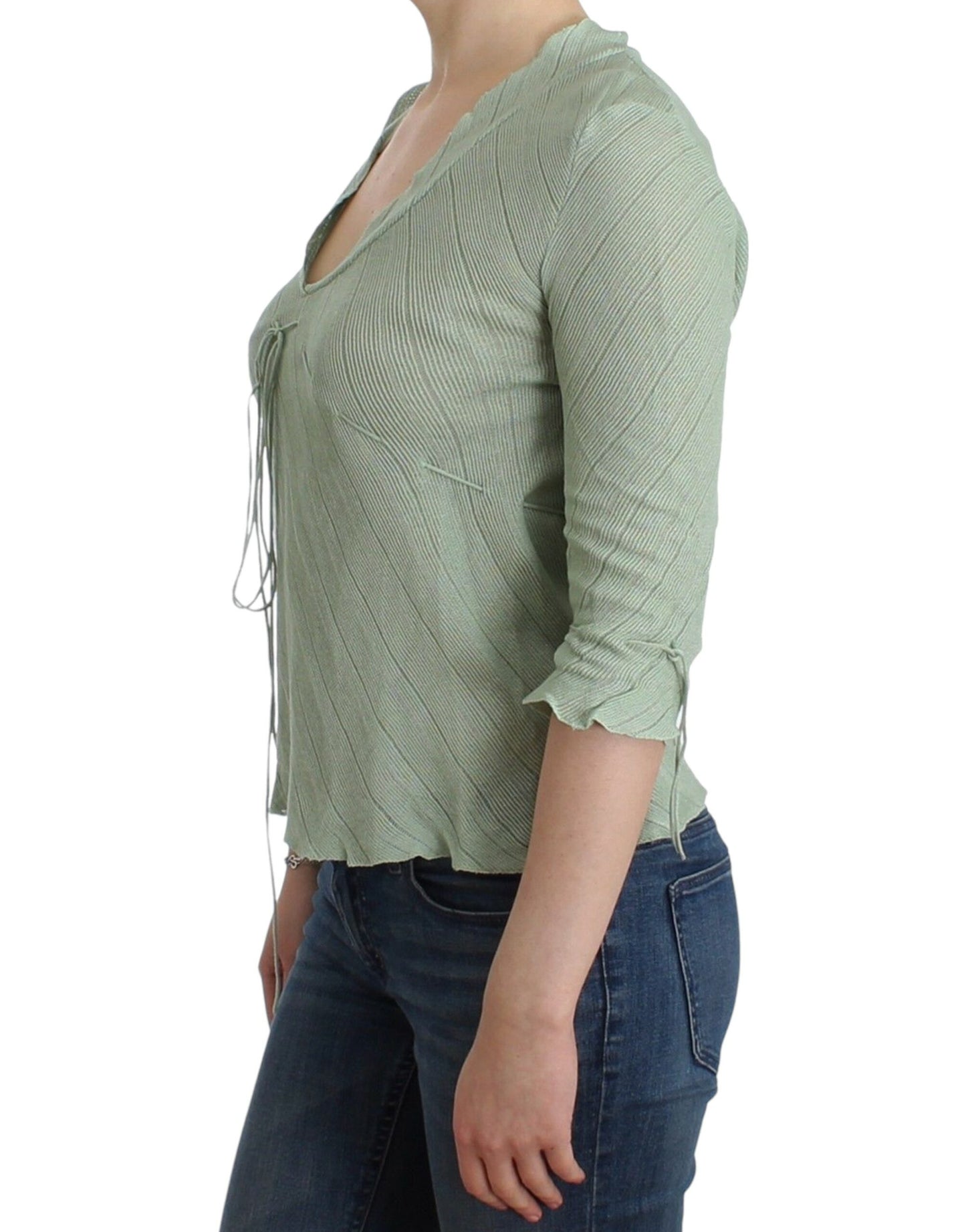 Ermanno Scervino Green Lightweight Knit Sweater Top Blouse Ermanno Scervino
