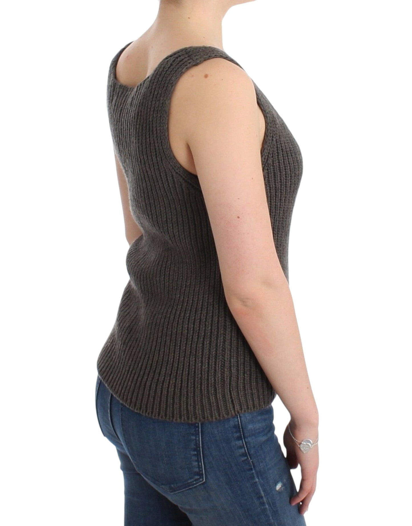 Ermanno Scervino Gray Knit Top Knitted Sweater Merino Wool Ermanno Scervino