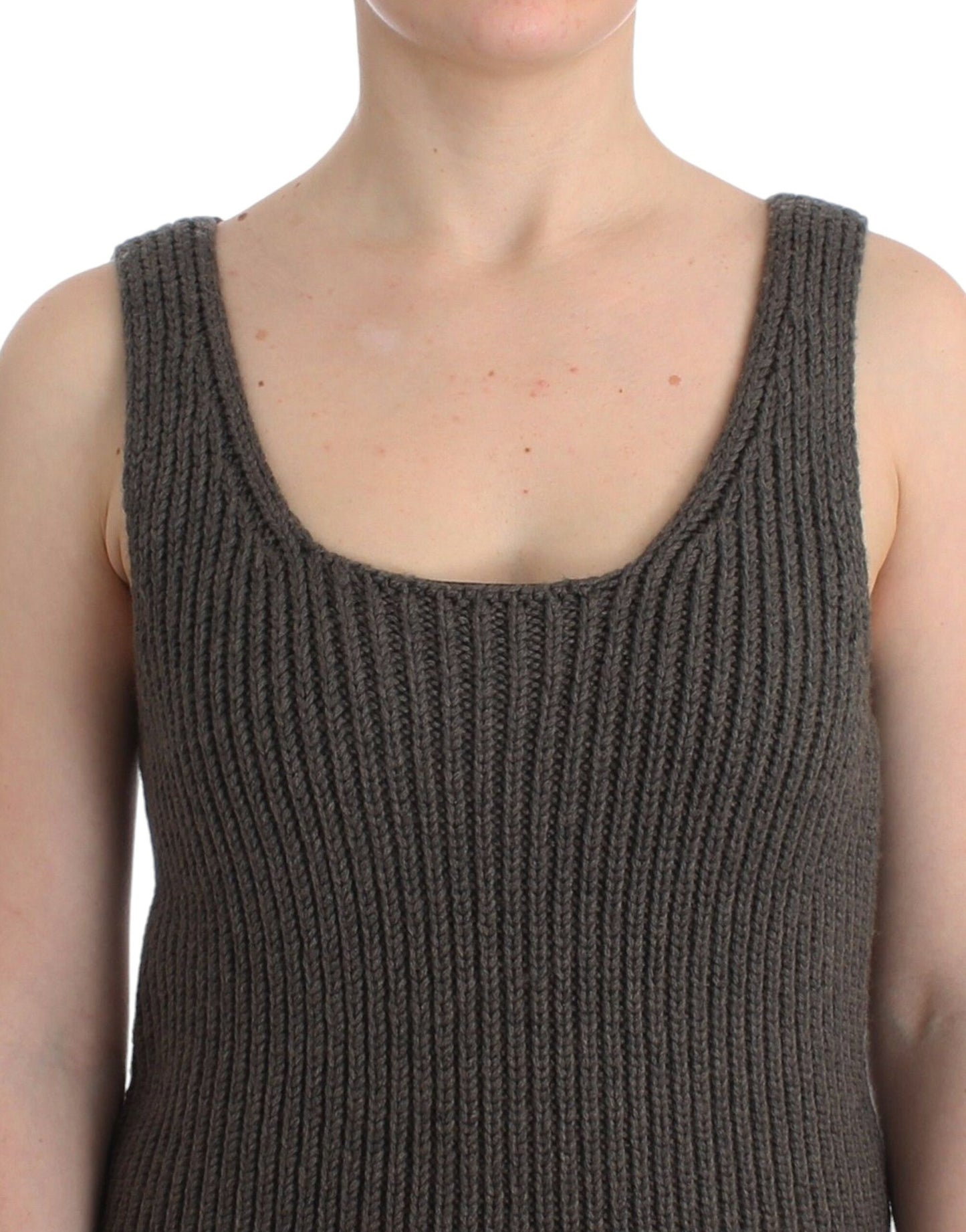 Ermanno Scervino Gray Knit Top Knitted Sweater Merino Wool Ermanno Scervino