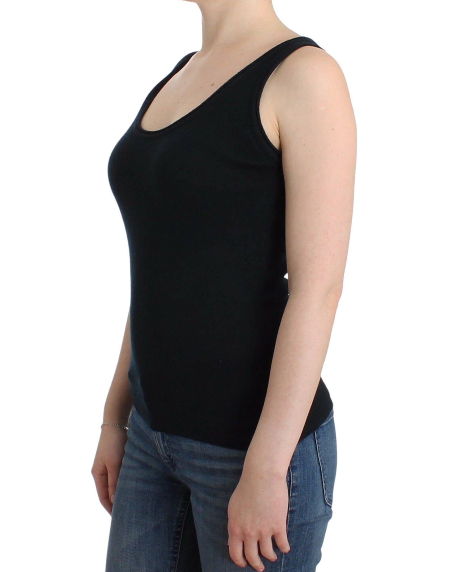 Ermanno Scervino Black Knit Top Knitted Sweater 100% Cashmere Ermanno Scervino