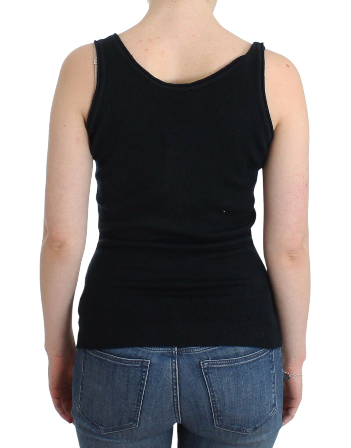 Ermanno Scervino Black Knit Top Knitted Sweater 100% Cashmere Ermanno Scervino
