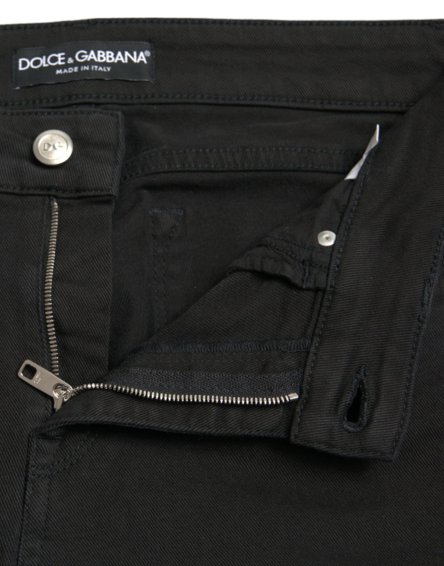 Dolce & Gabbana Black Cotton Mid Waist Skinny Denim Jeans Dolce & Gabbana