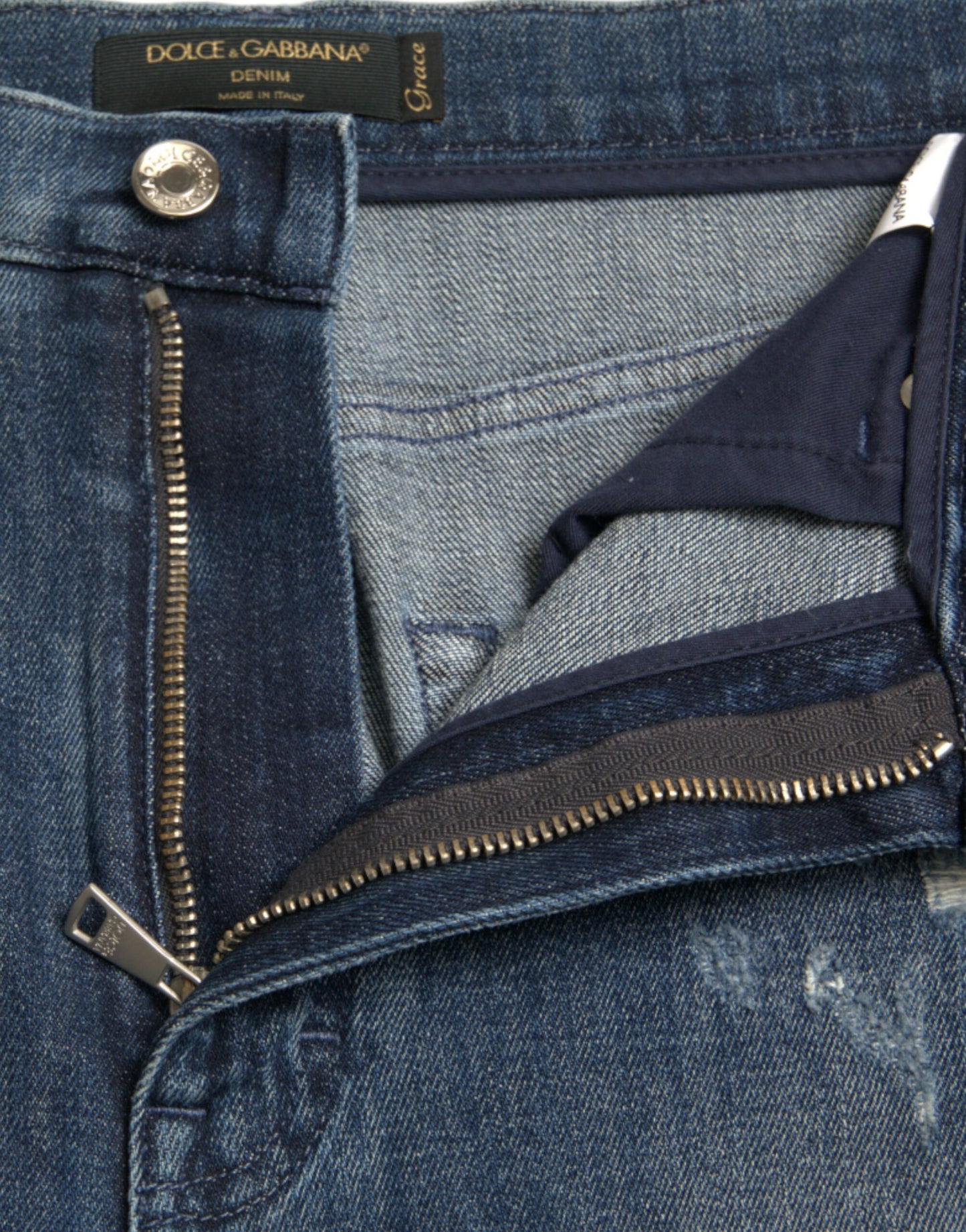 Dolce & Gabbana Dark Blue Distressed GRACE Skinny Denim Jeans Dolce & Gabbana