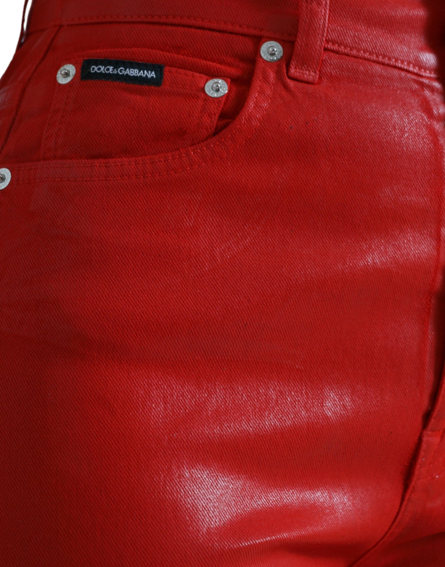 Dolce & Gabbana Red Cotton High Waist Skinny Denim Jeans Dolce & Gabbana