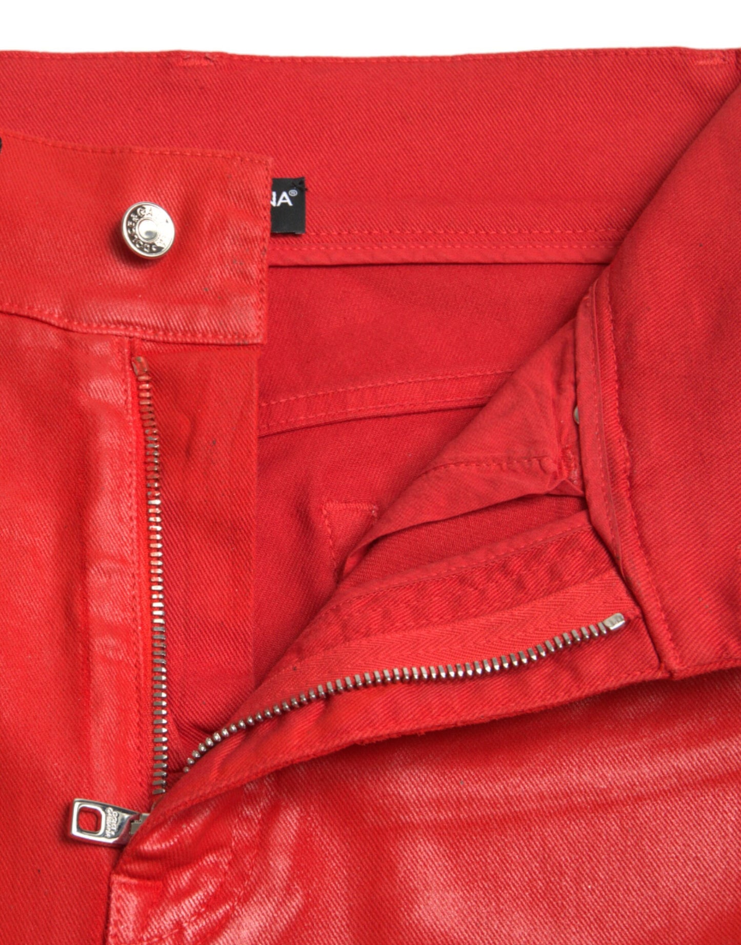 Dolce & Gabbana Red Cotton High Waist Skinny Denim Jeans Dolce & Gabbana