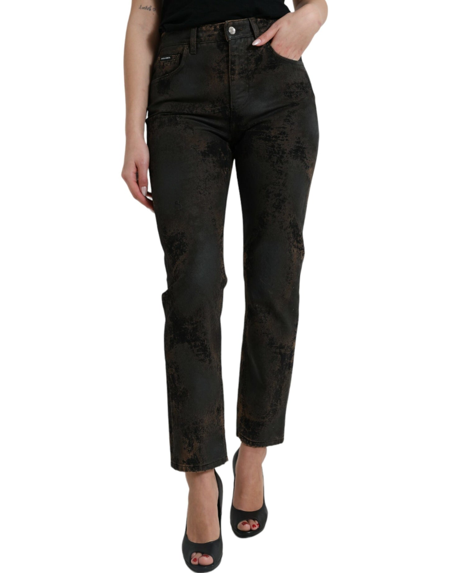 Dolce & Gabbana Brown BOYFRIEND Mid Waist Cotton Denim Jeans Dolce & Gabbana