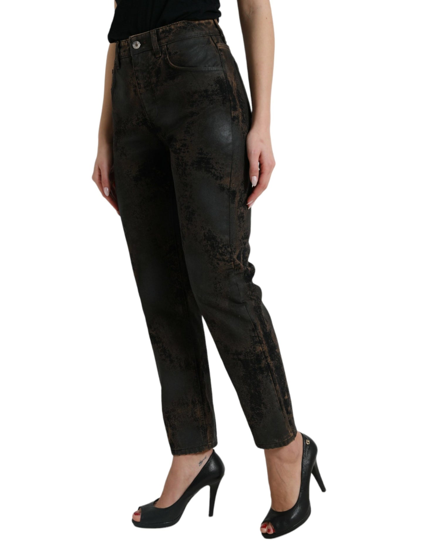Dolce & Gabbana Brown BOYFRIEND Mid Waist Cotton Denim Jeans Dolce & Gabbana