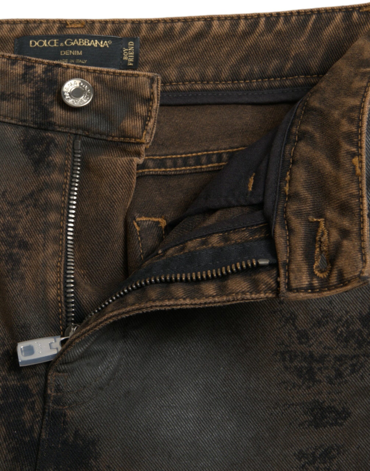 Dolce & Gabbana Brown BOYFRIEND Mid Waist Cotton Denim Jeans Dolce & Gabbana