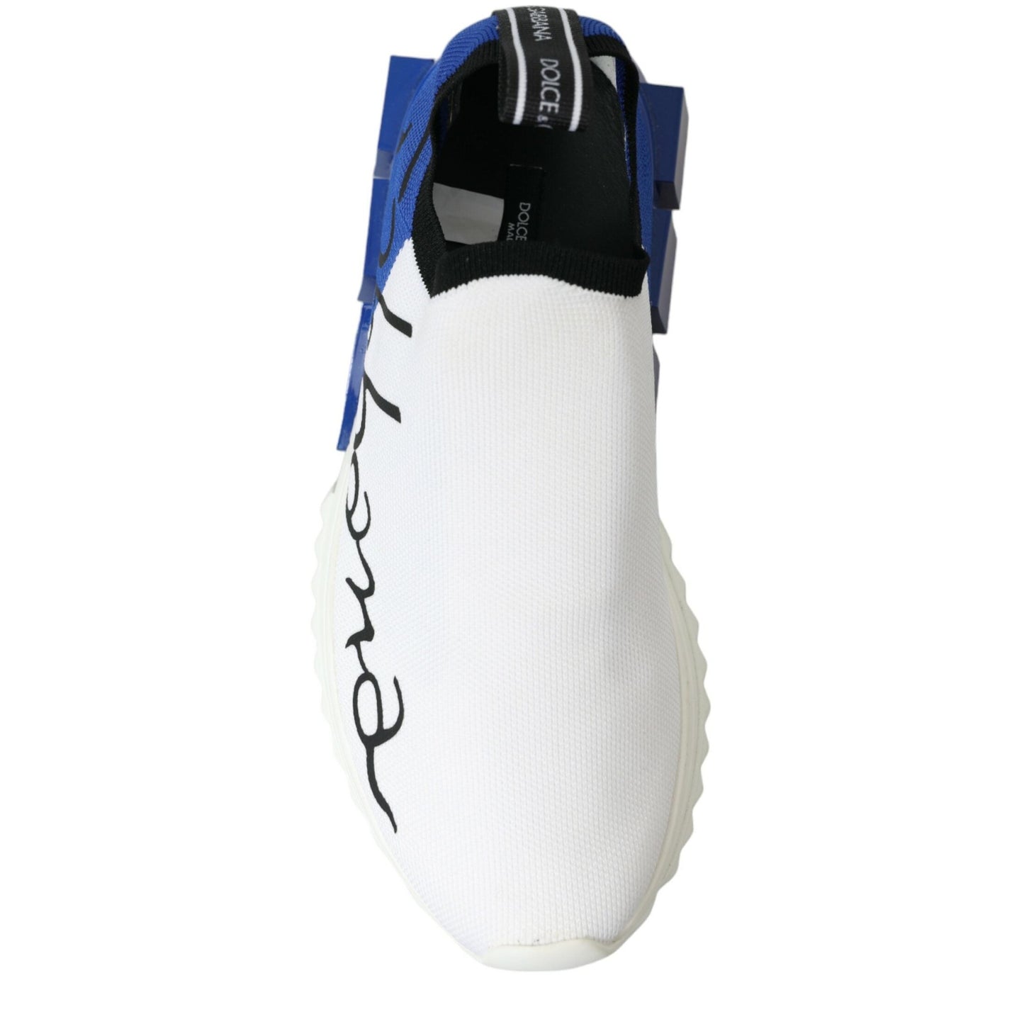 Dolce & Gabbana White Blue Sorrento Low Top Men Casual Sneakers Shoes