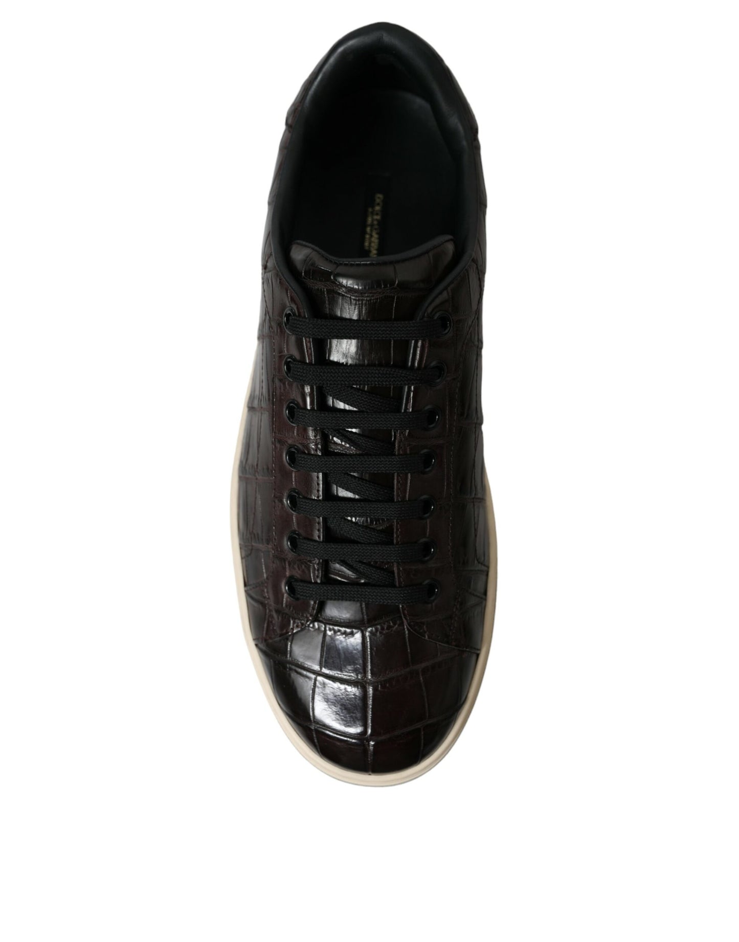 Dolce & Gabbana Brown Croc Exotic Leather Men Casual Sneakers Shoes Dolce & Gabbana