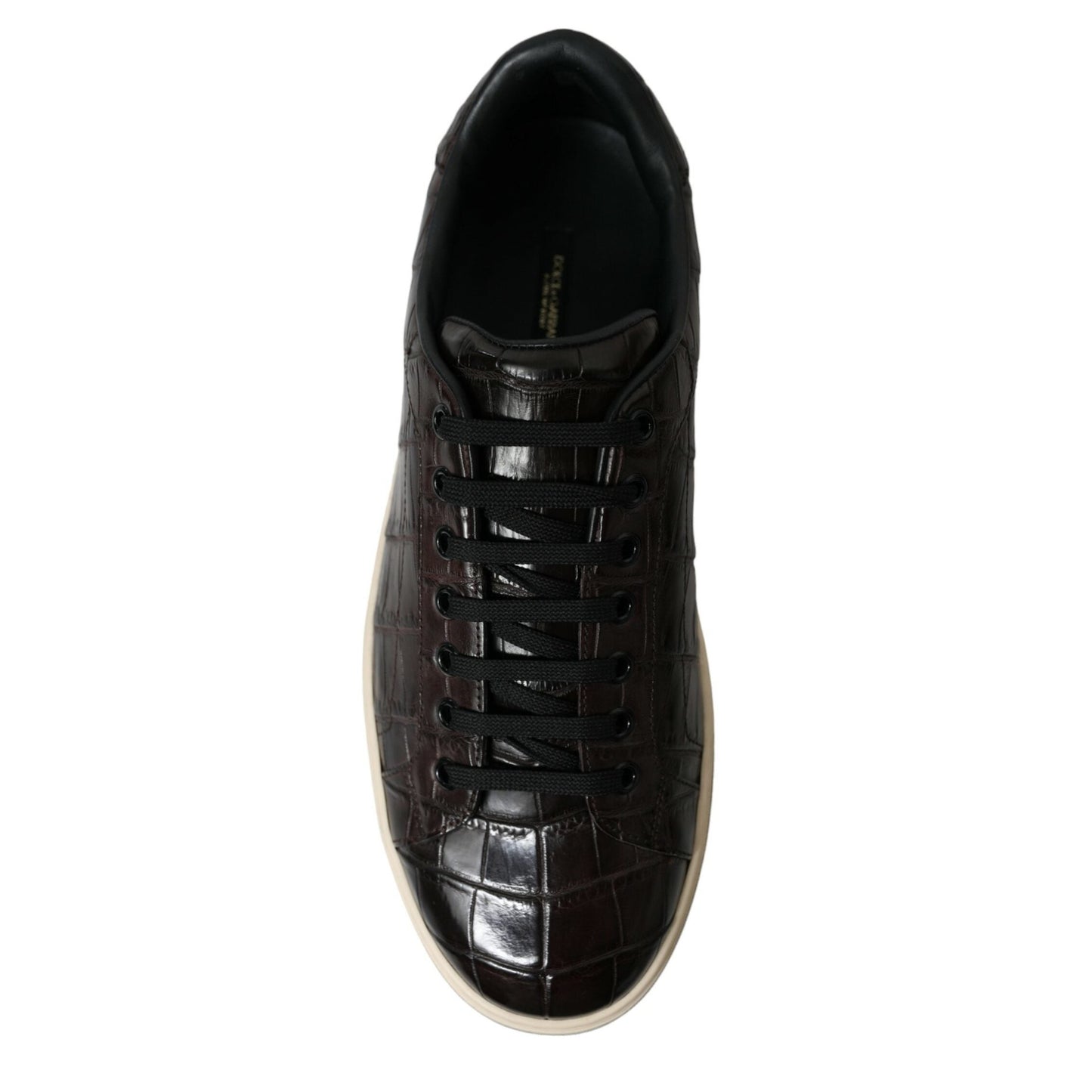 Dolce & Gabbana Brown Croc Exotic Leather Men Casual Sneakers Shoes