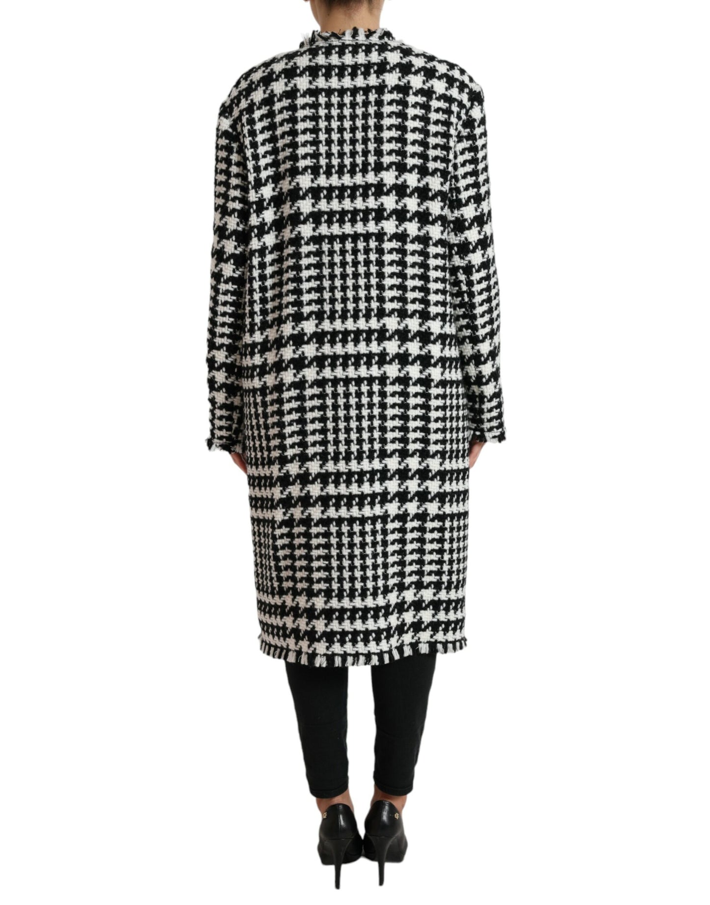 Dolce & Gabbana Black White Houndstooth Trench Coat Jacket Dolce & Gabbana