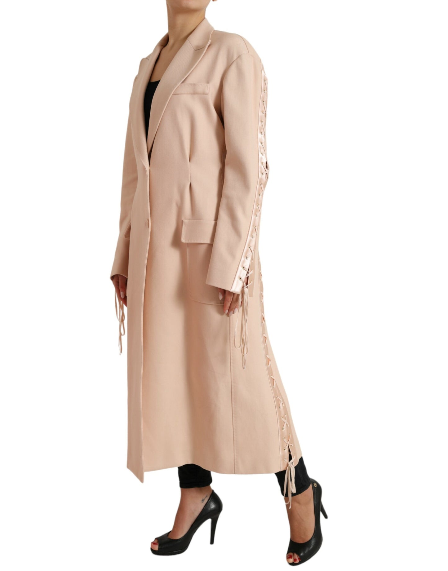 Dolce & Gabbana Beige Cotton Single Breasted Long Coat Jacket Dolce & Gabbana