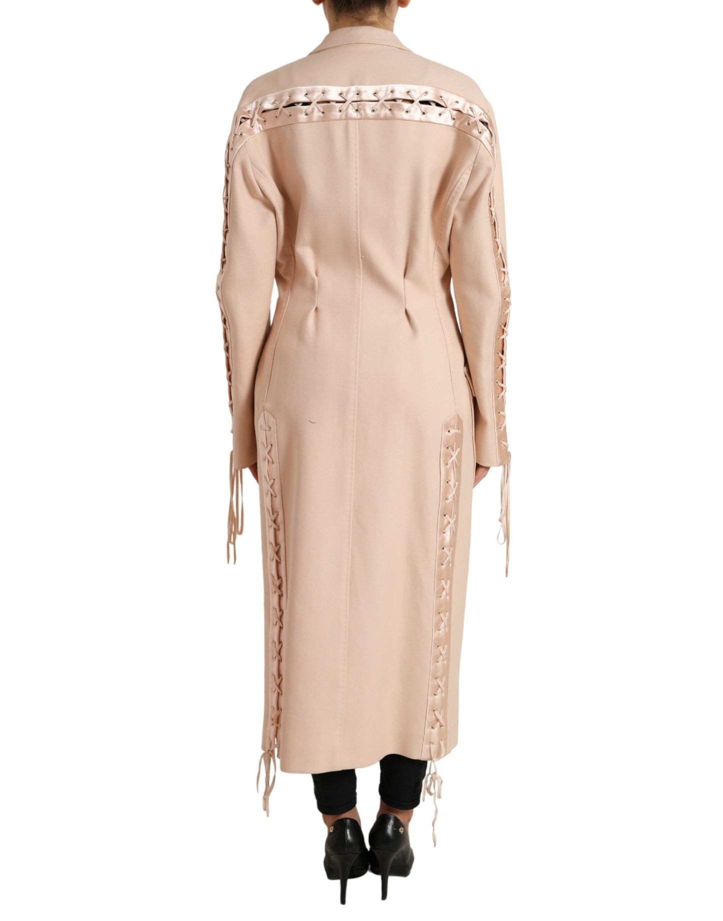 Dolce & Gabbana Beige Cotton Single Breasted Long Coat Jacket Dolce & Gabbana