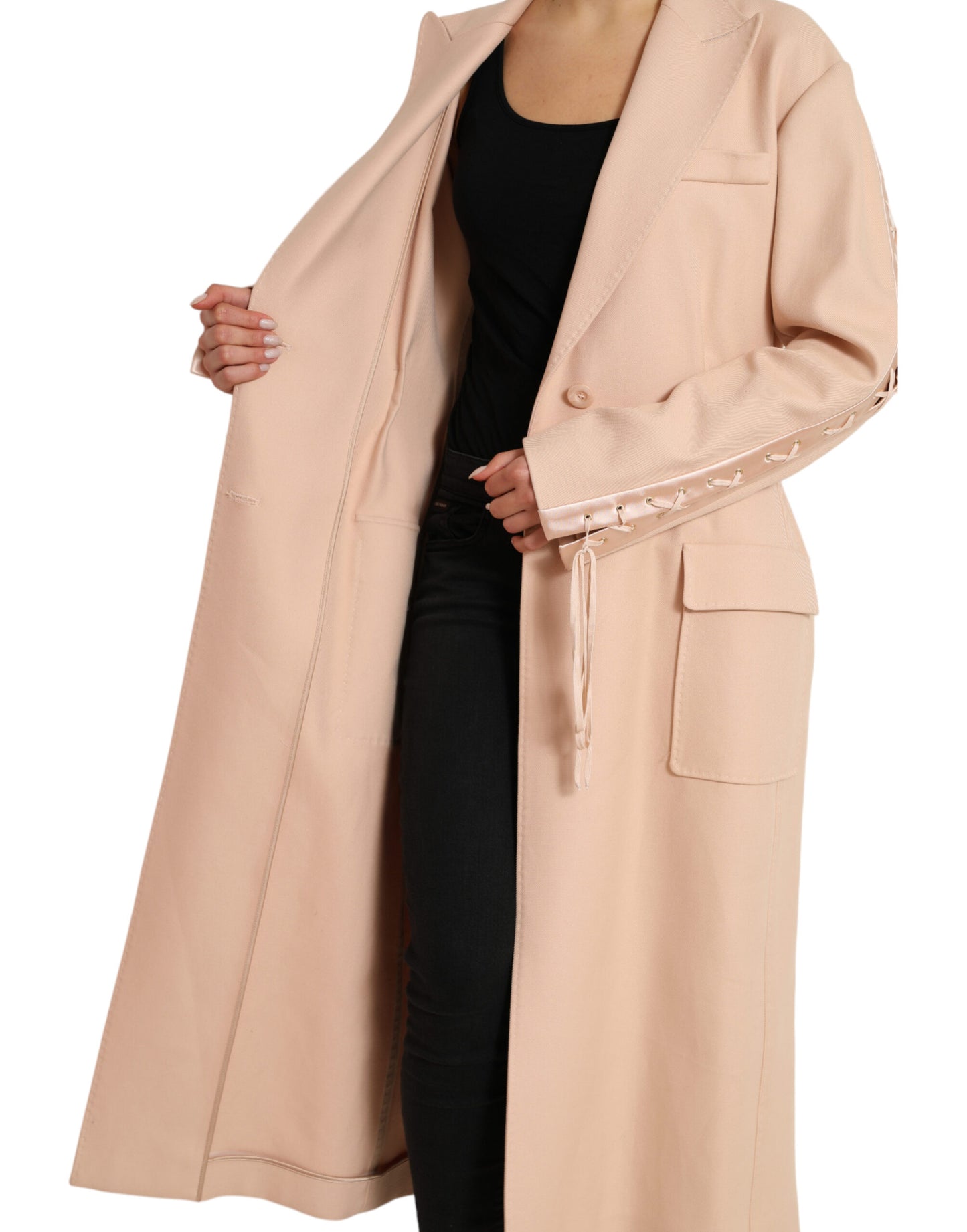 Dolce & Gabbana Beige Cotton Single Breasted Long Coat Jacket Dolce & Gabbana