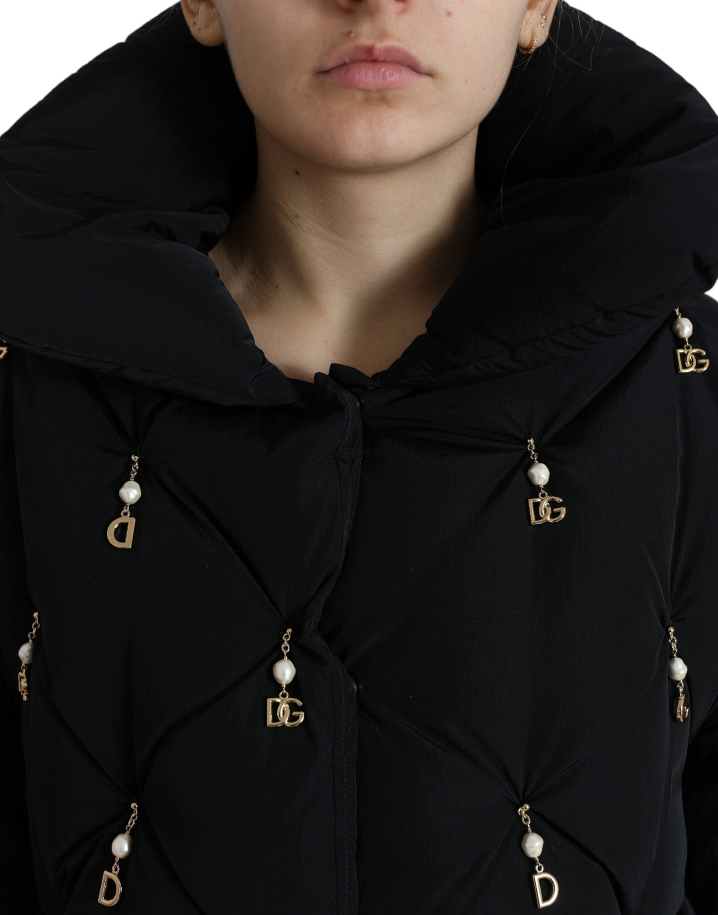 Dolce & Gabbana Black Embellished Quilted Shell Bomber Jacket Dolce & Gabbana