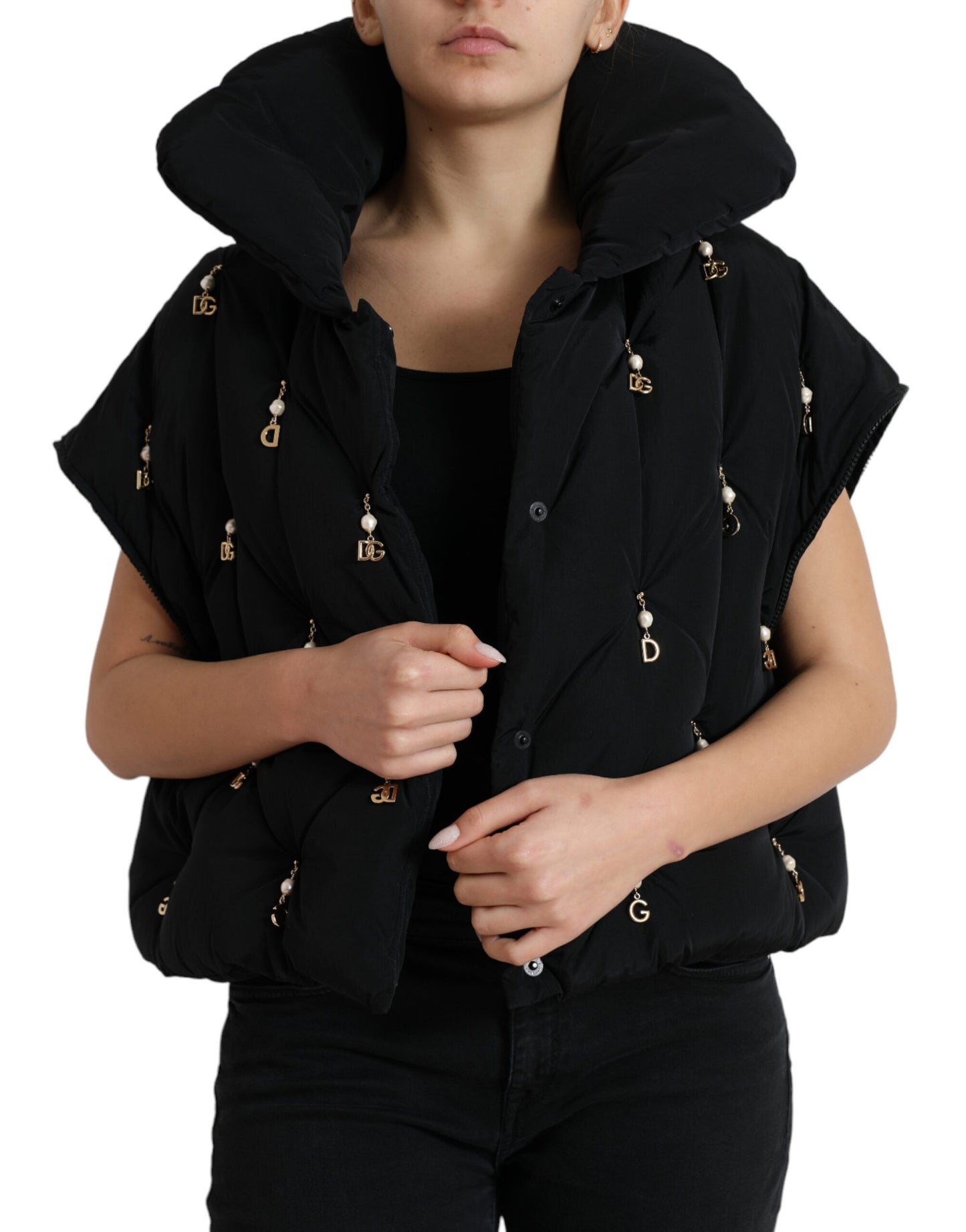 Dolce & Gabbana Black Embellished Quilted Shell Bomber Jacket Dolce & Gabbana