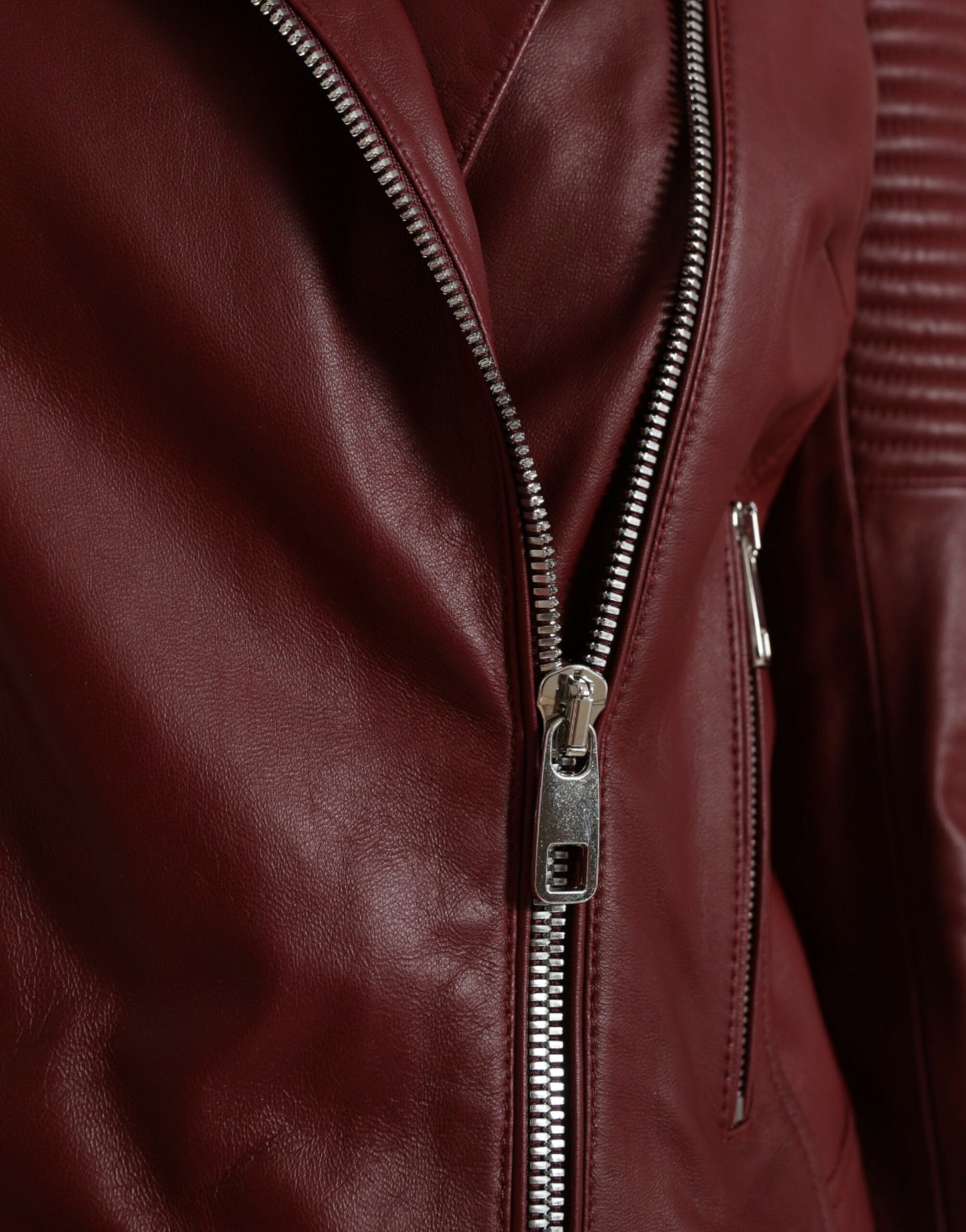 Dolce & Gabbana Bordeaux Leather Biker Coat Lambskin Jacket Dolce & Gabbana