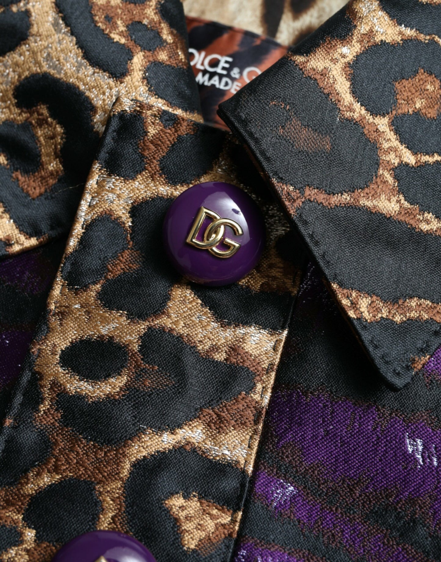 Dolce & Gabbana Purple Lamé Jacquard Tiger Print Coat Jacket Dolce & Gabbana