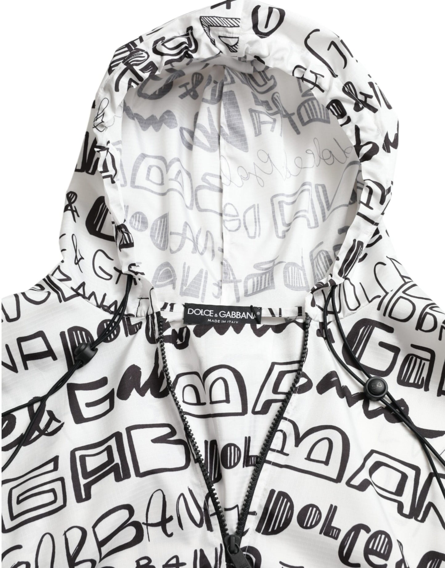 Dolce & Gabbana White Logo Print Hooded Blouson T-shirt Top Dolce & Gabbana