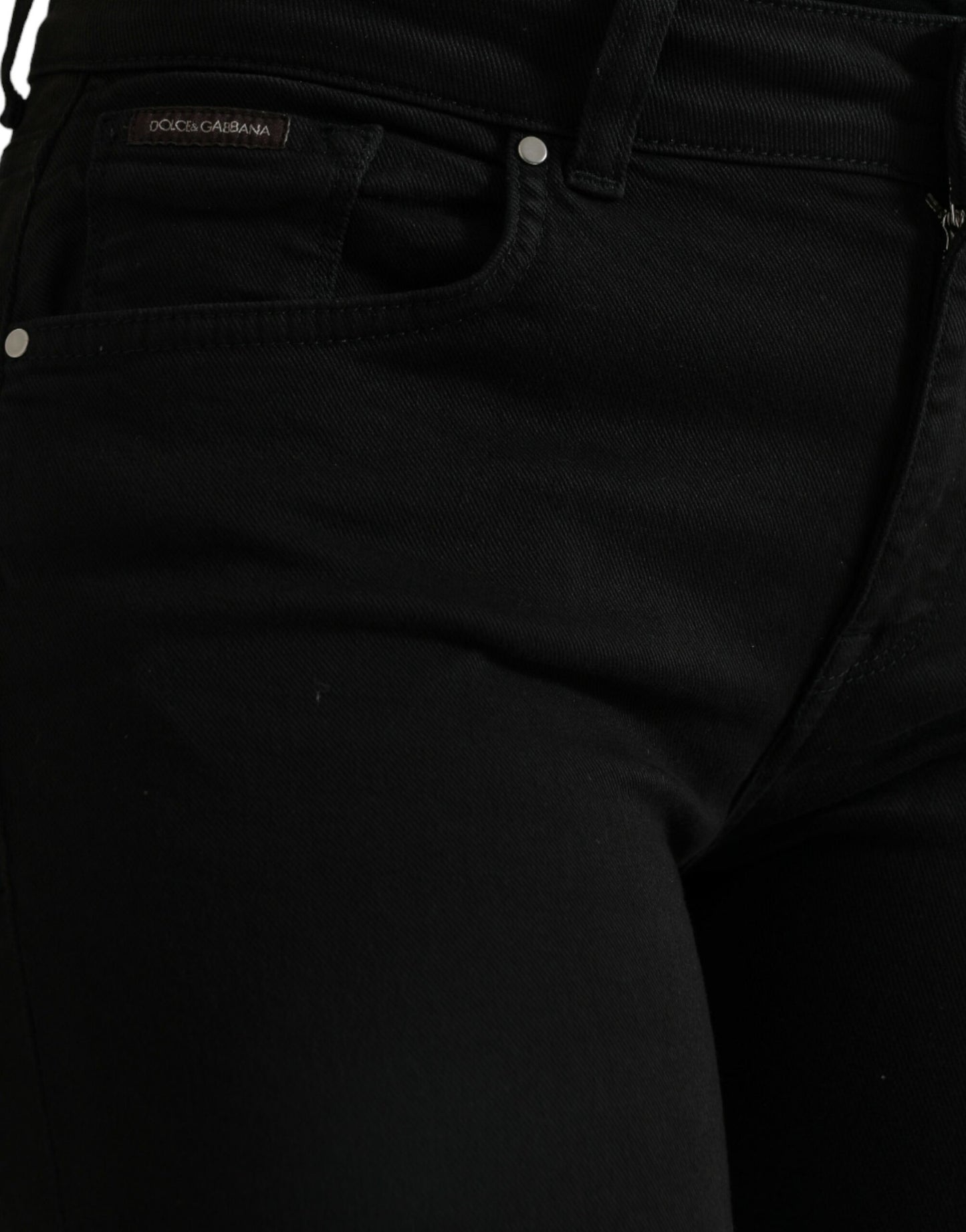 Dolce & Gabbana Black Cotton Mid Waist Skinny Denim Jeans Dolce & Gabbana