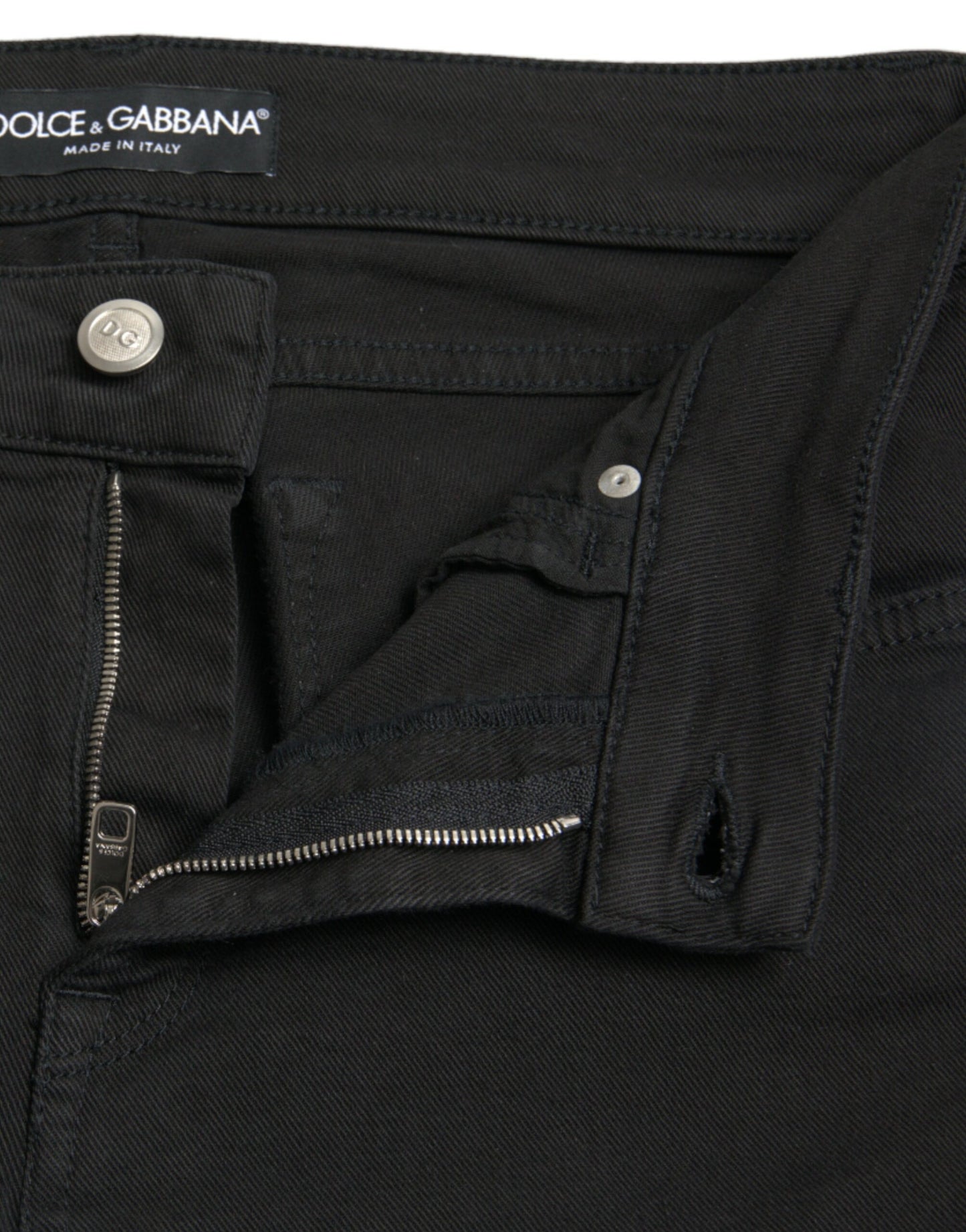 Dolce & Gabbana Black Cotton Mid Waist Skinny Denim Jeans Dolce & Gabbana