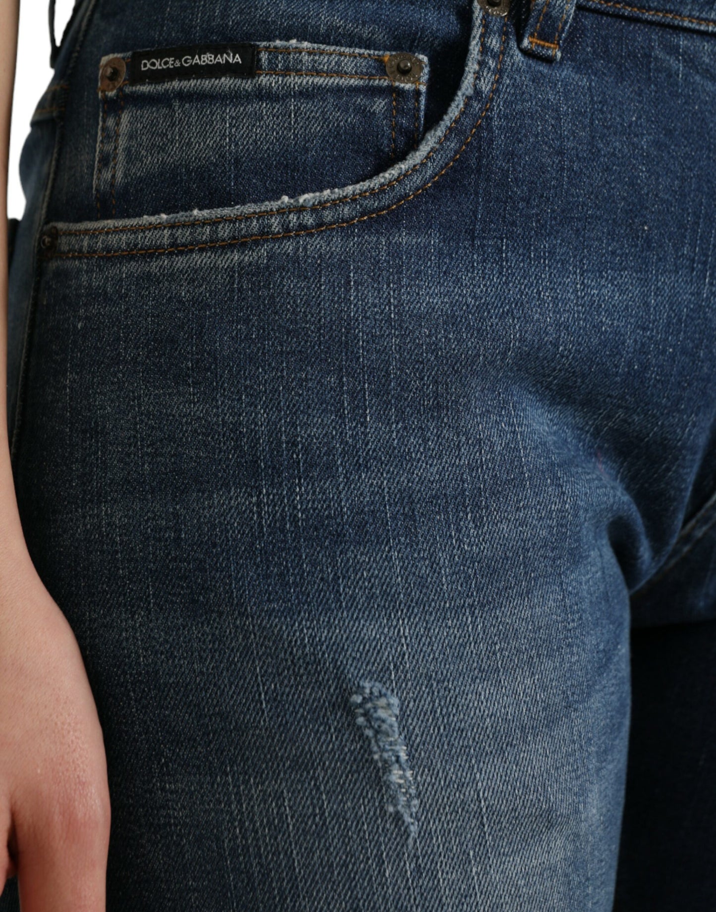 Dolce & Gabbana Blue BOYFRIEND Mid Waist Cotton Denim Jeans Dolce & Gabbana