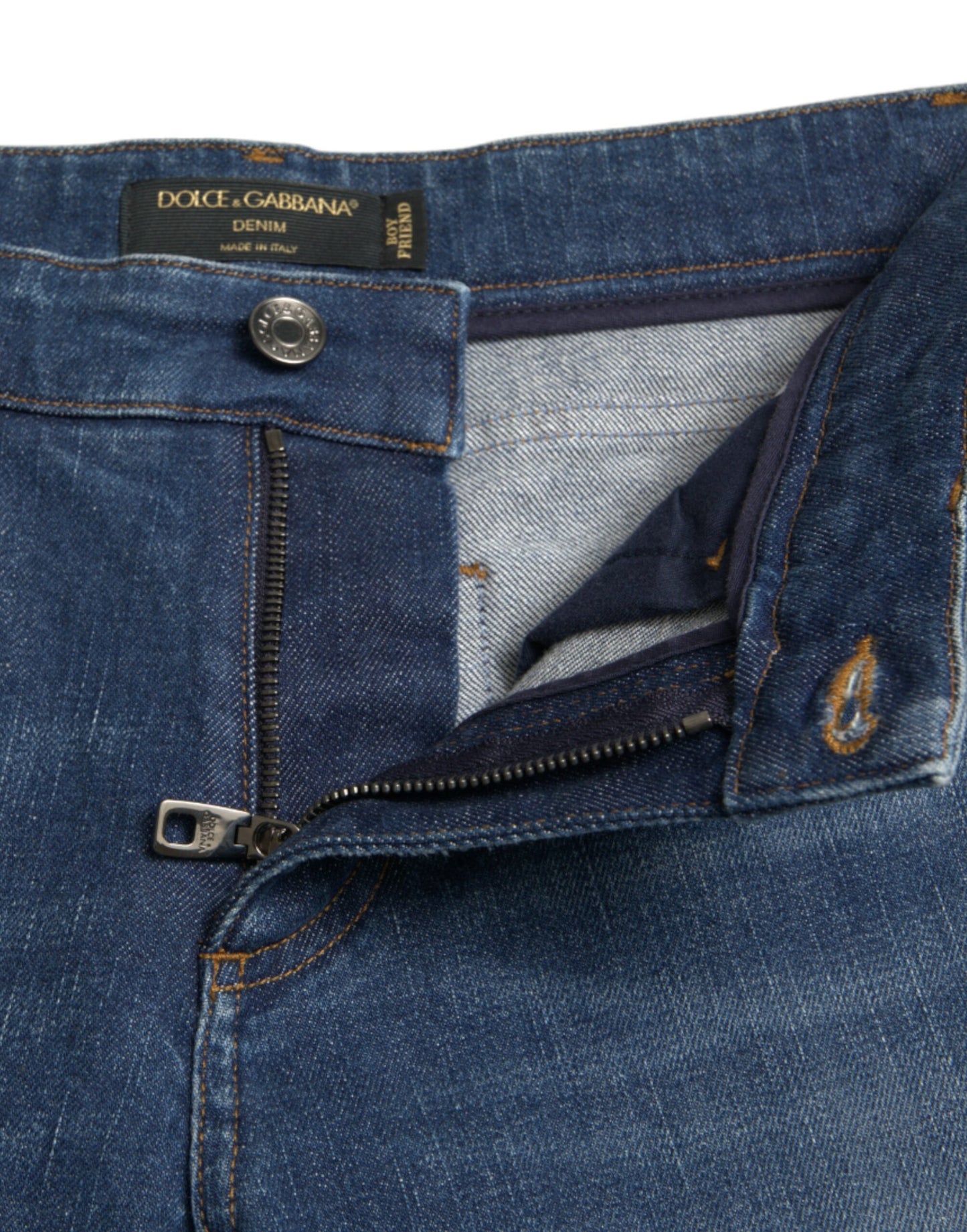 Dolce & Gabbana Blue BOYFRIEND Mid Waist Cotton Denim Jeans Dolce & Gabbana