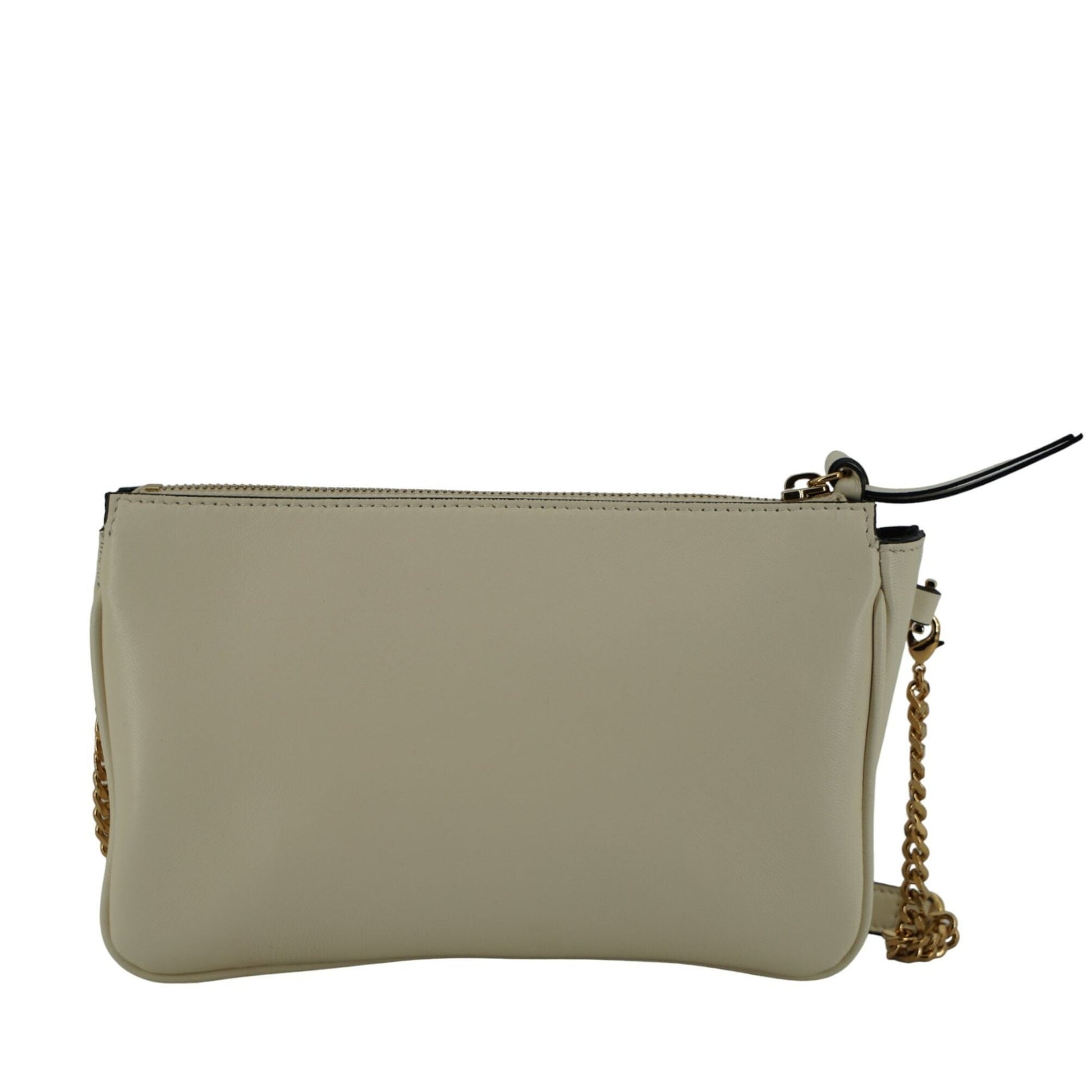 Versace Elegant White Lamb Leather Crossbody Pouch