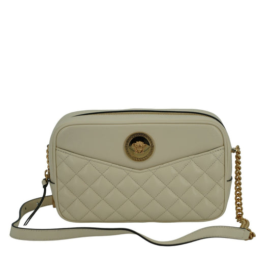 Versace Elegant White Leather Camera Shoulder Bag Versace