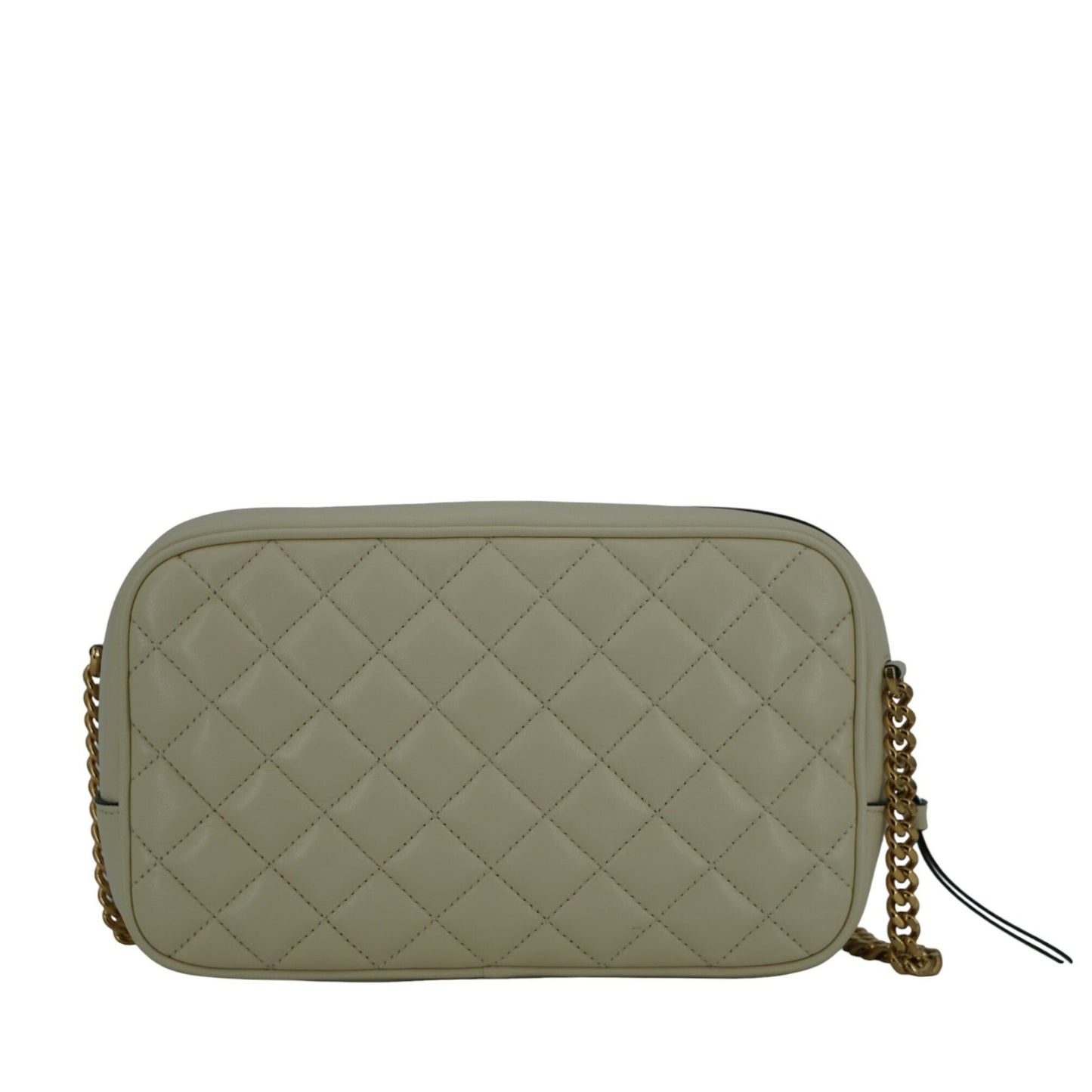 Versace Elegant White Leather Camera Shoulder Bag Versace
