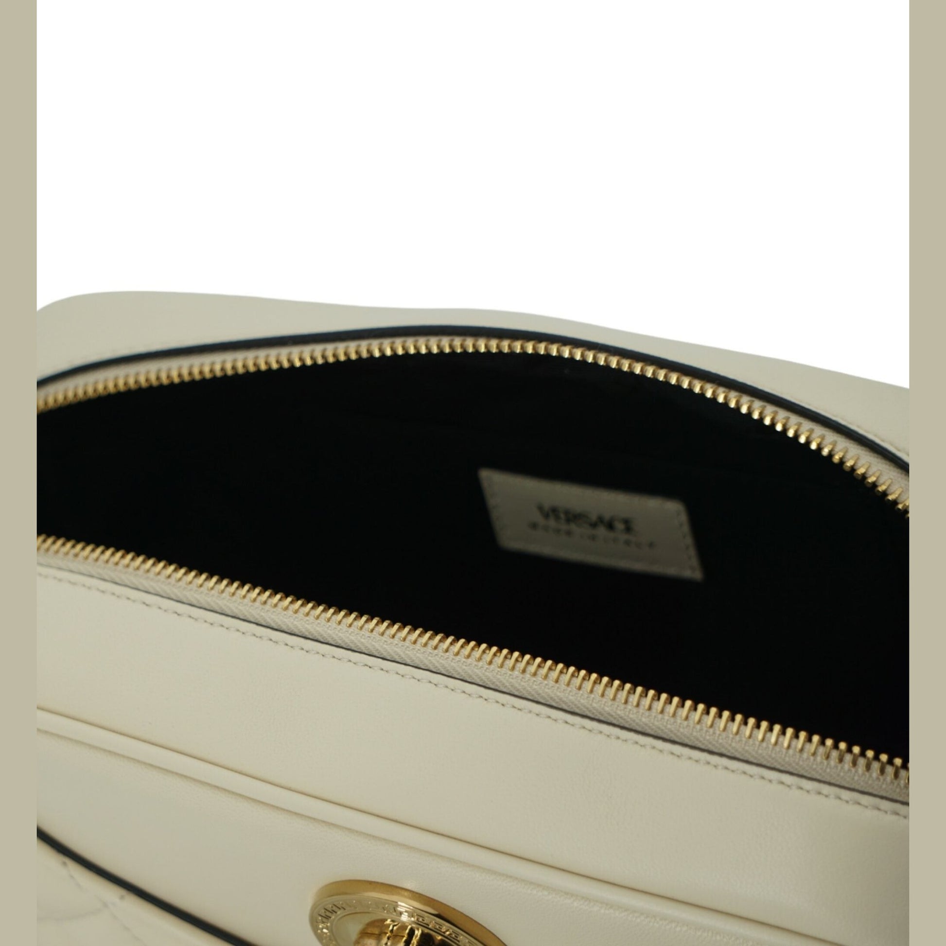 Versace Elegant White Leather Camera Shoulder Bag Versace