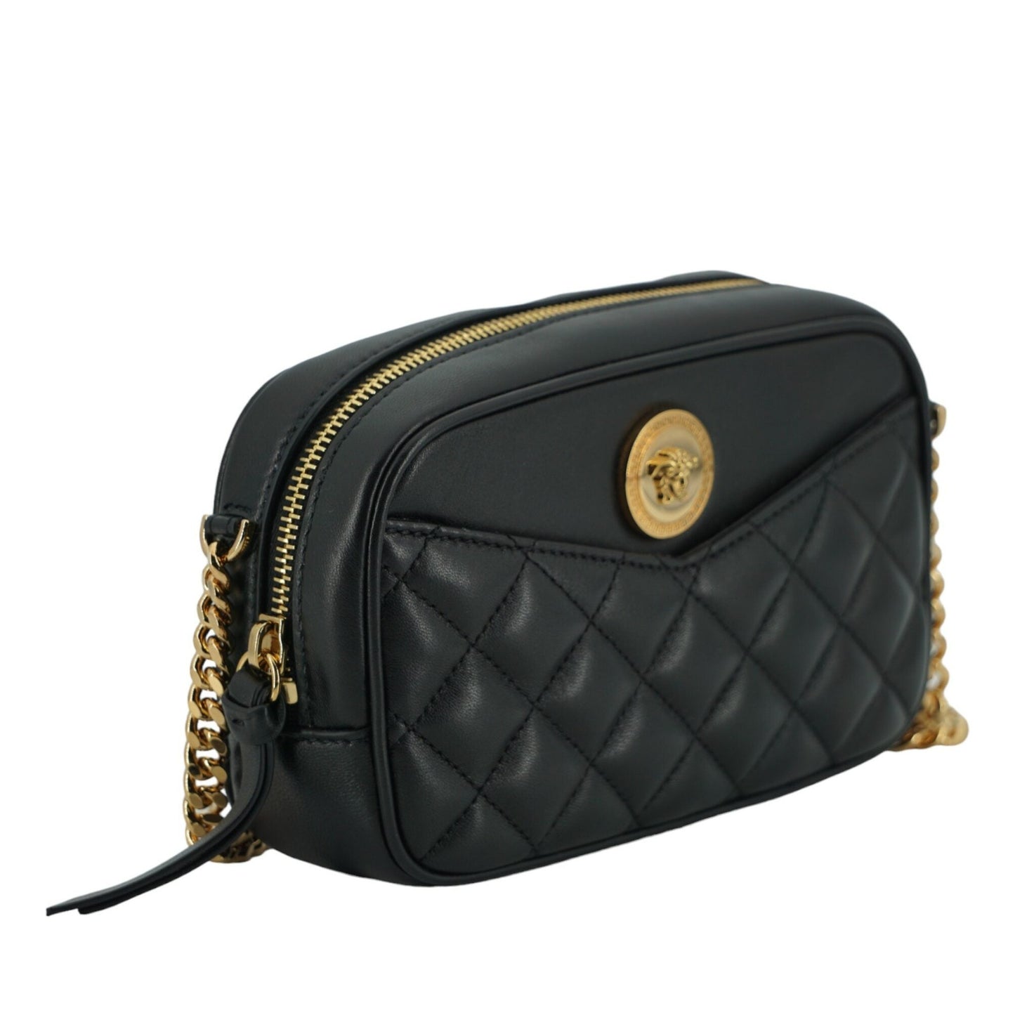 Versace Elegant Small Black Leather Crossbody Bag Versace