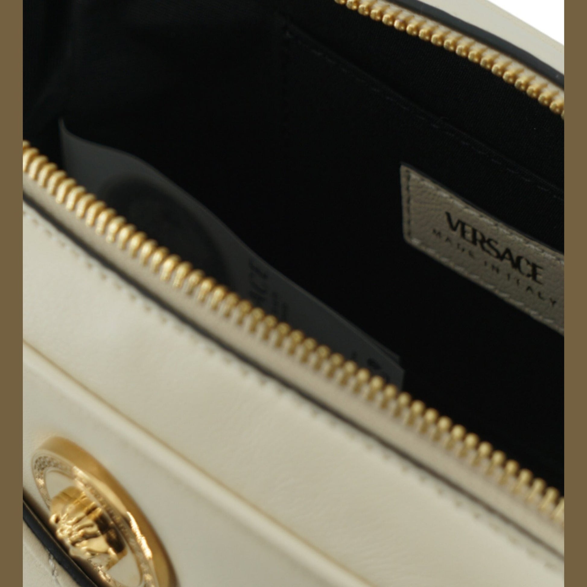 Versace Elegant White Lamb Leather Camera Bag Versace