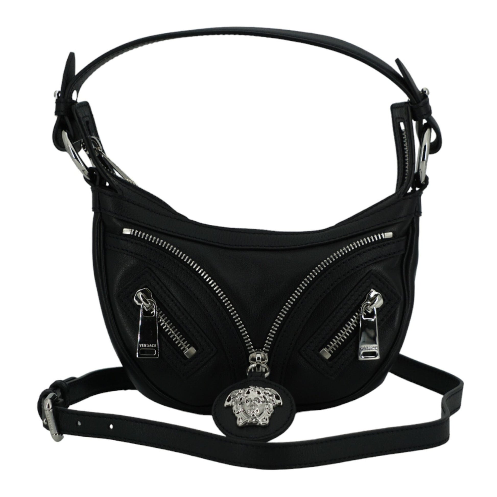 Versace Elegant Black Mini Hobo Shoulder Bag Versace
