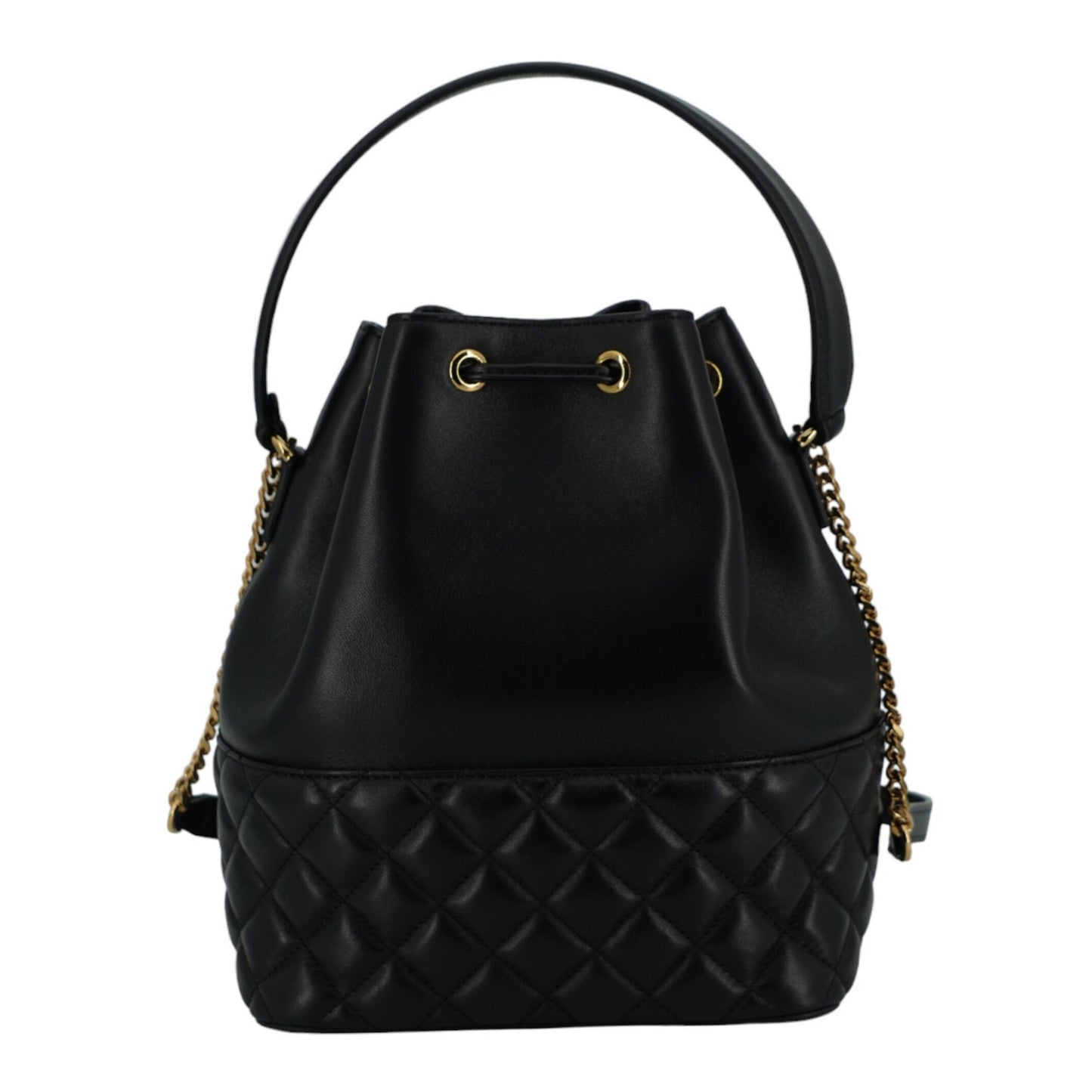 Versace Elegant Black Leather Medusa Bucket Shoulder Bag Versace