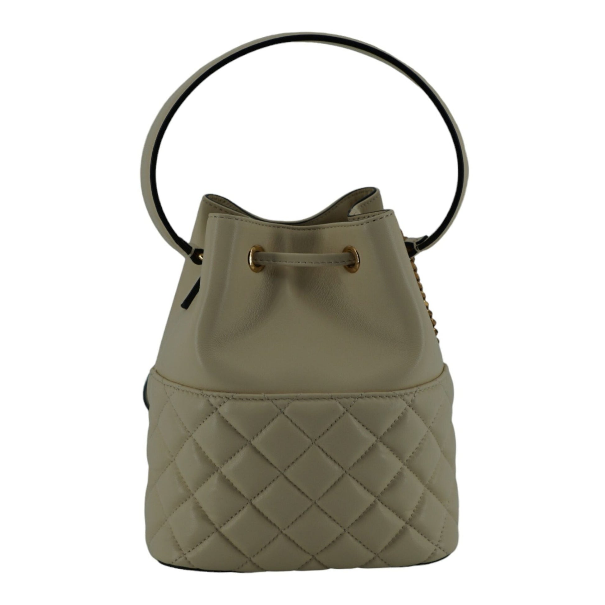 Versace Elegant Small White Leather Bucket Shoulder Bag Versace